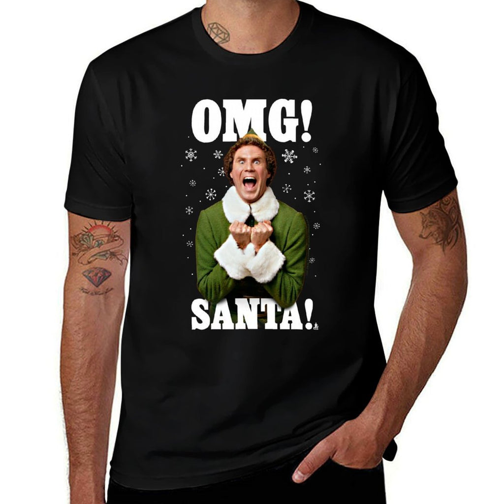 Elf OMG Santa Buddy The Elf Funny Christmas  Cotton T-Shirt