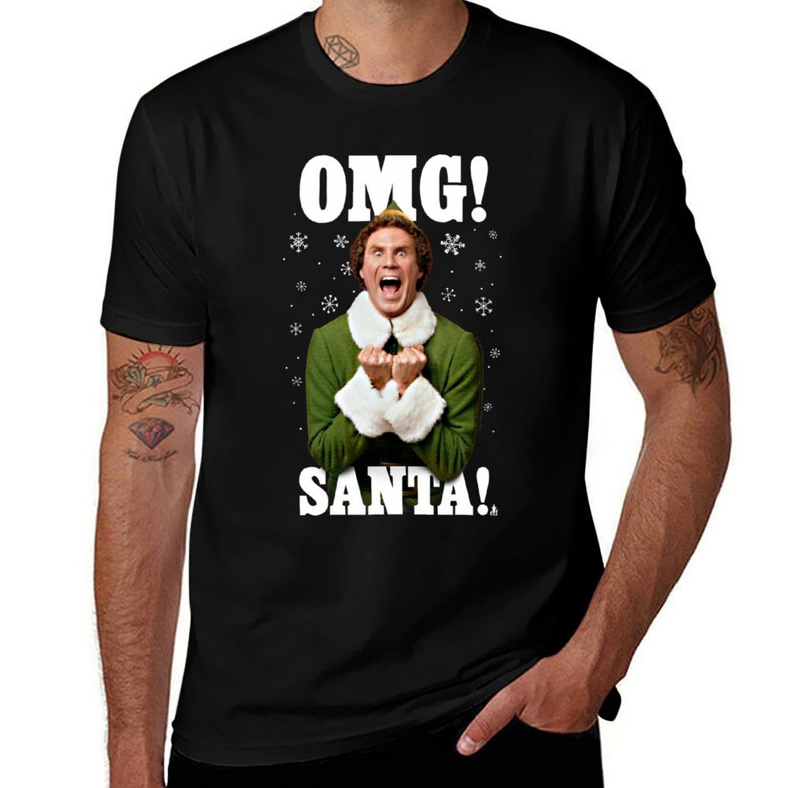 Elf OMG Santa Buddy The Elf Funny Christmas  Cotton T-Shirt