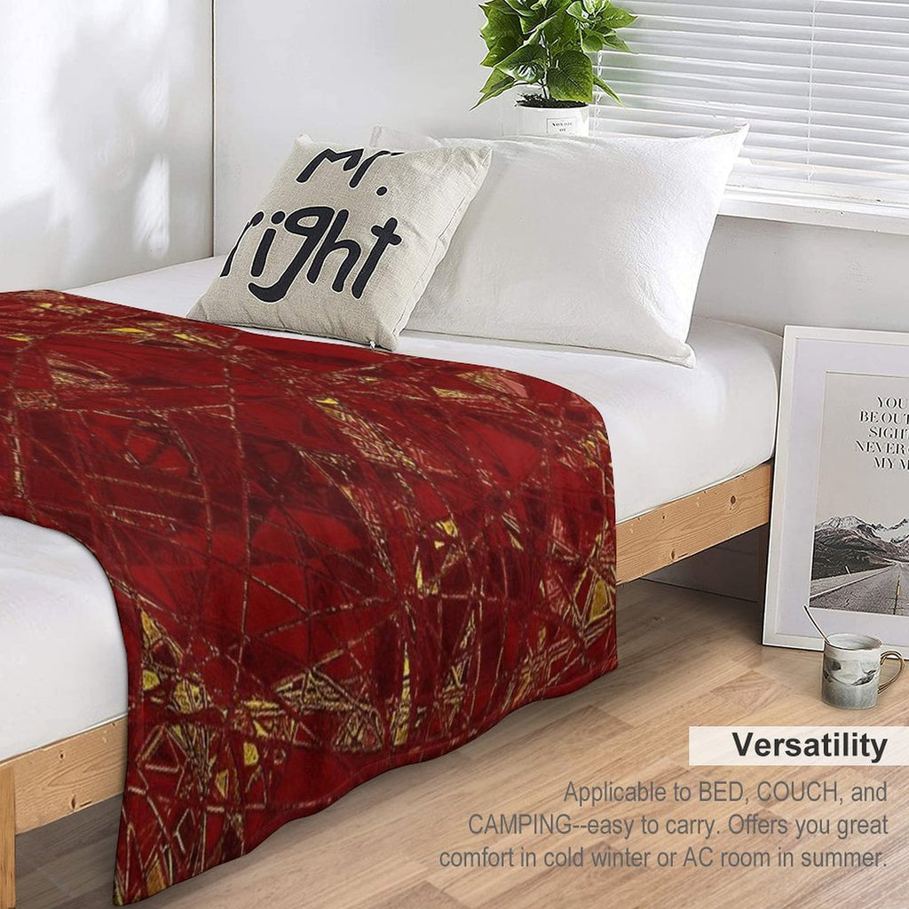 Aurelia- Red And Gold Metallic Wrinkle-free Throw Blanket