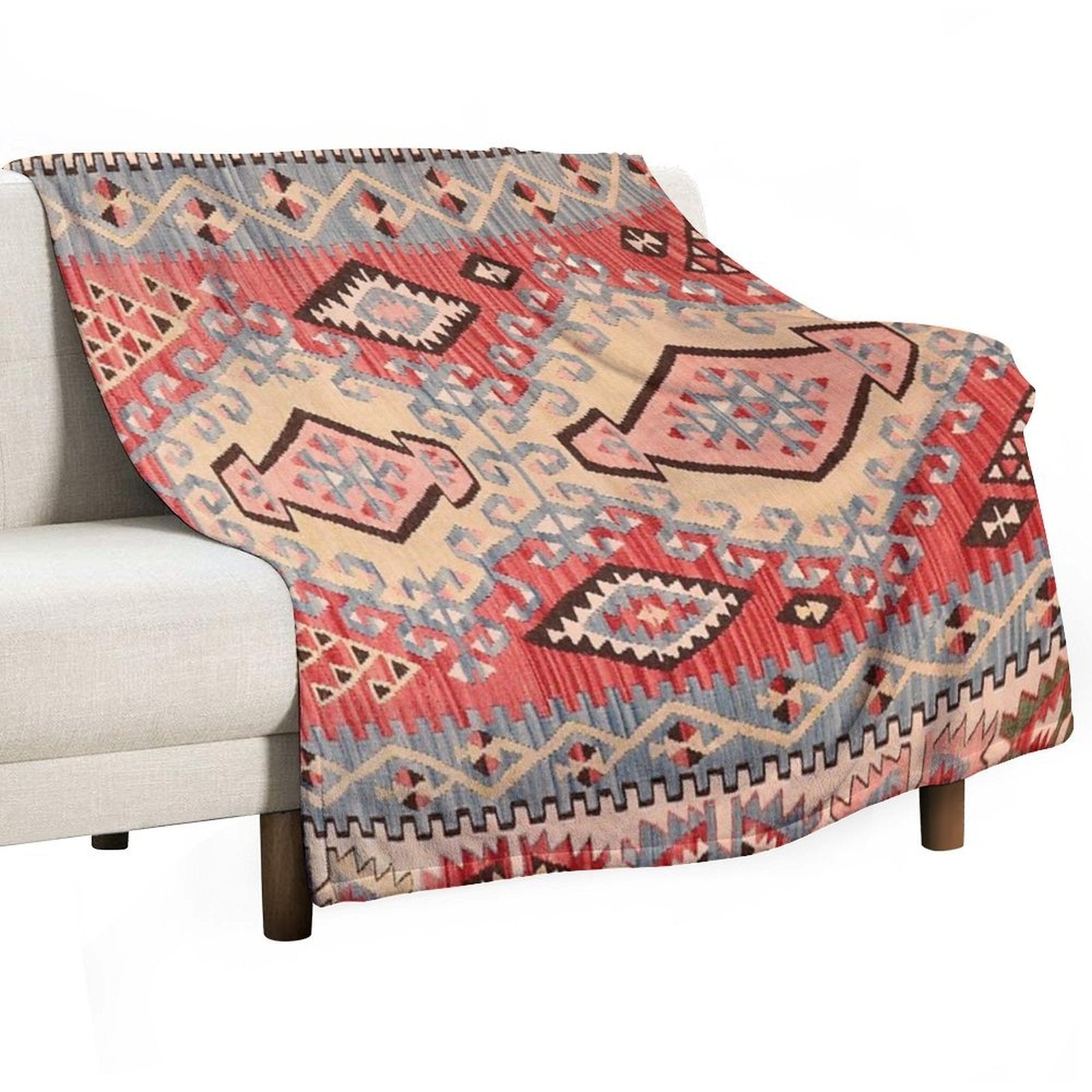 Vintage Anatolian Kilim 1970`s Versatility Throw Blanket
