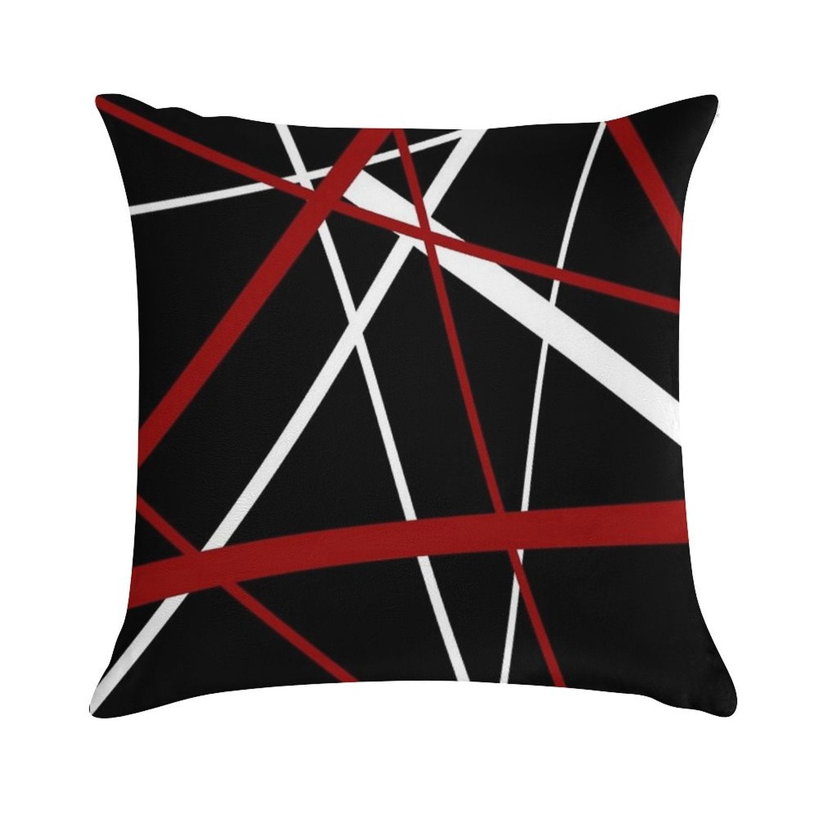 Red And White Strips Against A Black Background Soft Home Decor Throw Pillow