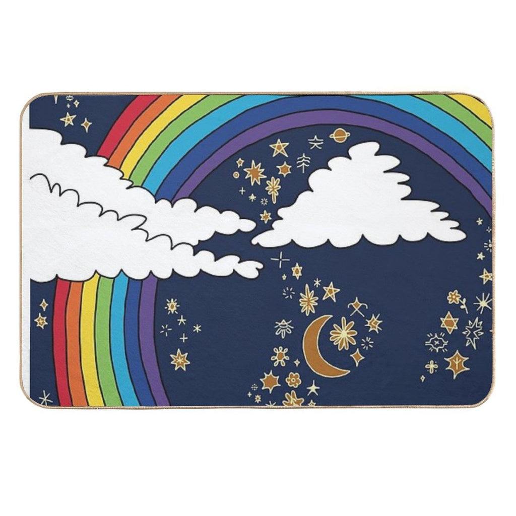 Rainbow Blue Background  Dirt-Trapping Bath Mat
