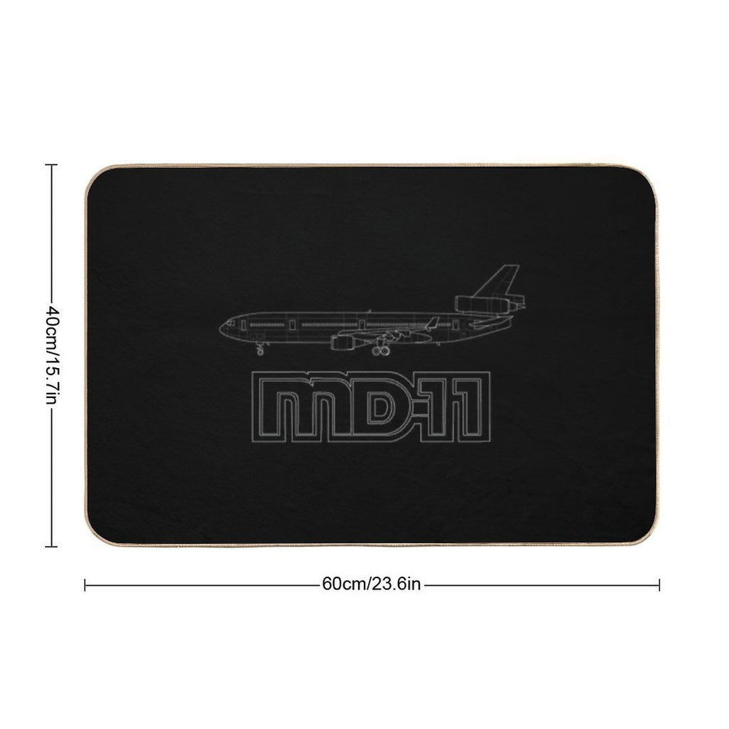McDonnel Douglas MD-11 White Outline  Stain-Proof Bath Mat