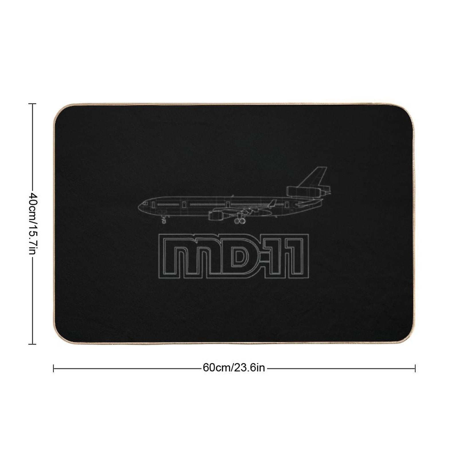 McDonnel Douglas MD-11 White Outline  Stain-Proof Bath Mat
