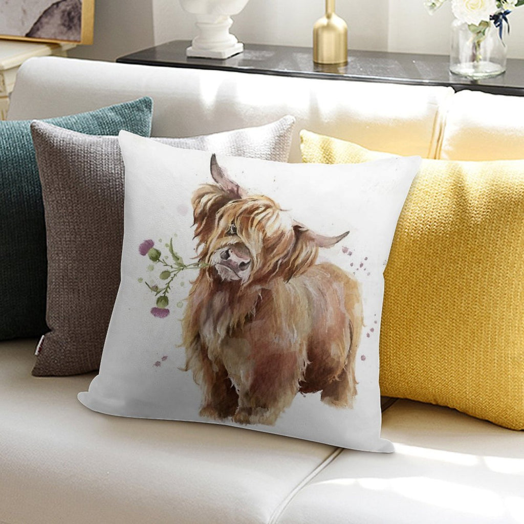 Highland Cow Soft Home Decor Throw Pillow