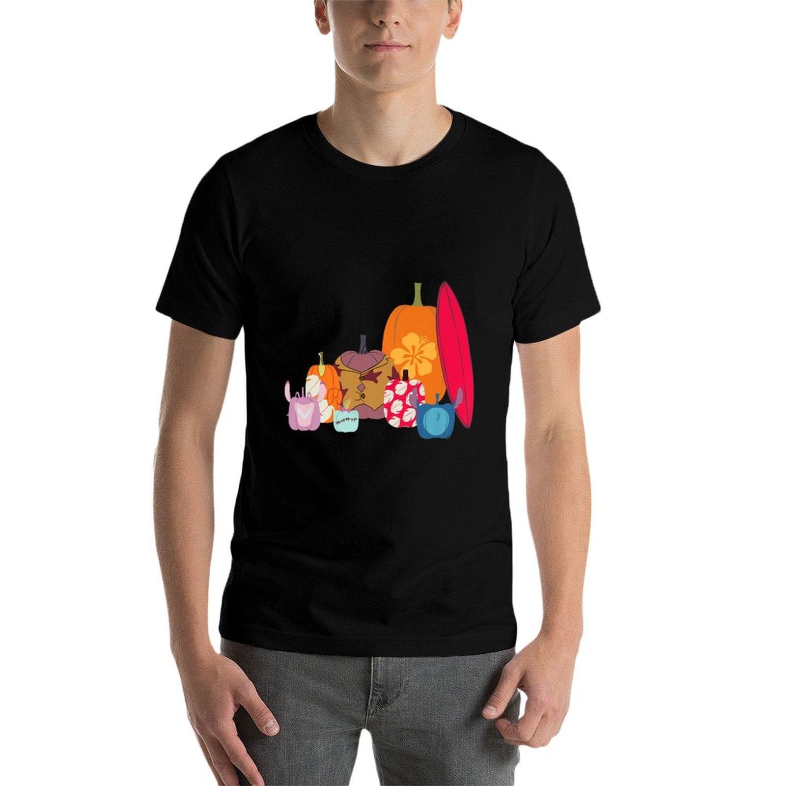 Disney Lilo & Stitch Characters Halloween Pumpkin Group Premium  Slim-fit Cut T-Shirt