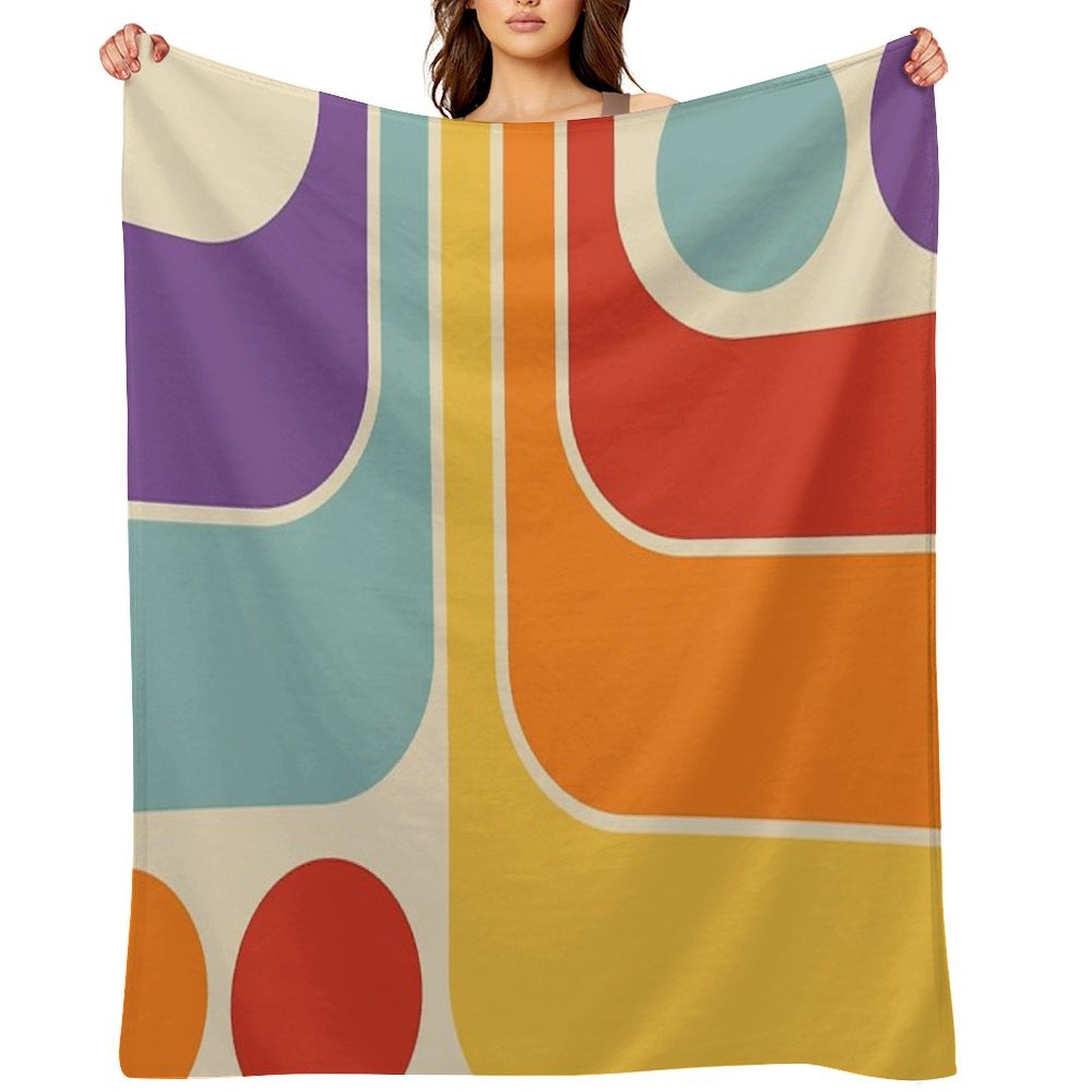Retro Geometric Design 628 Eco-conscious Throw Blanket