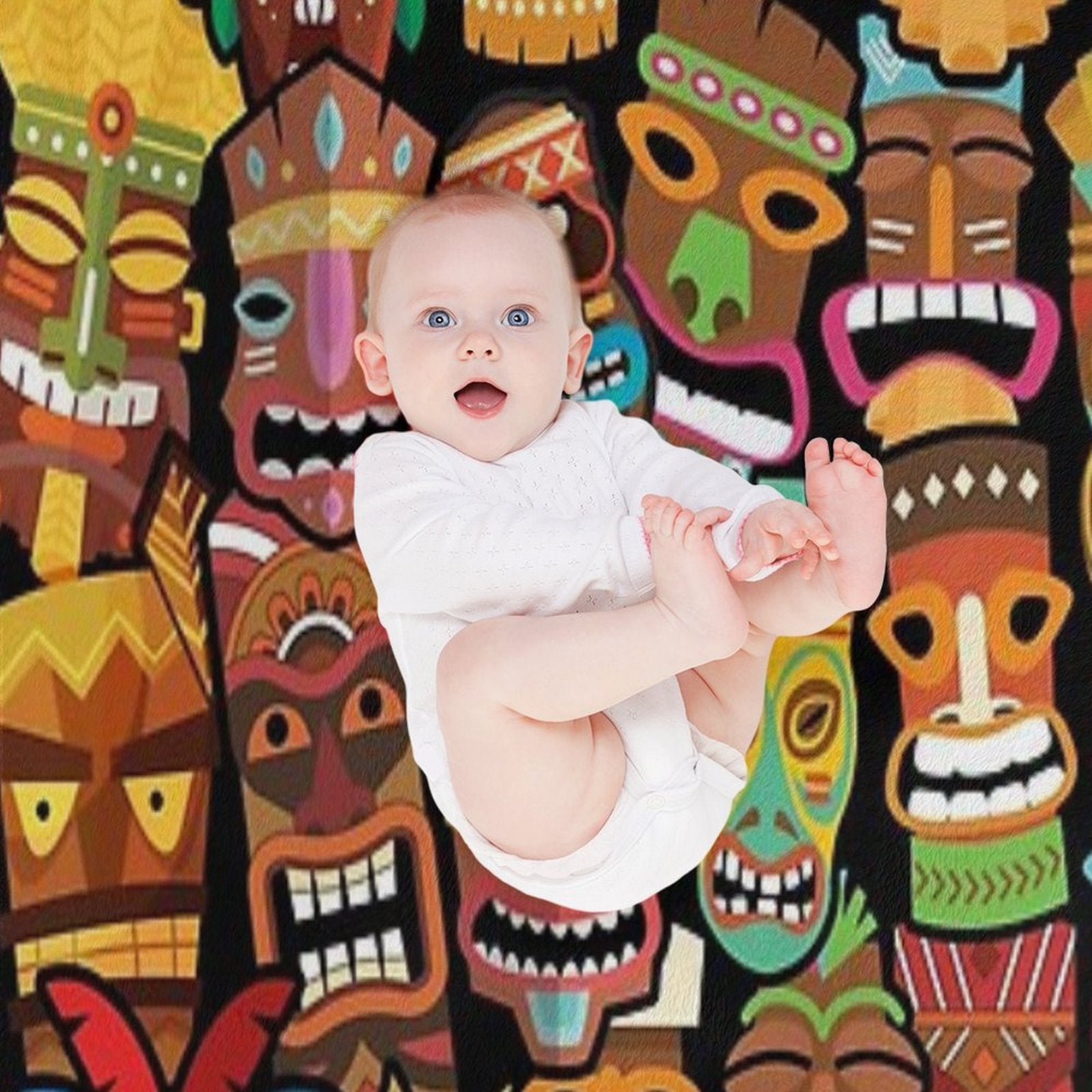 Tiki Pattern Anti-pilling Throw Blanket