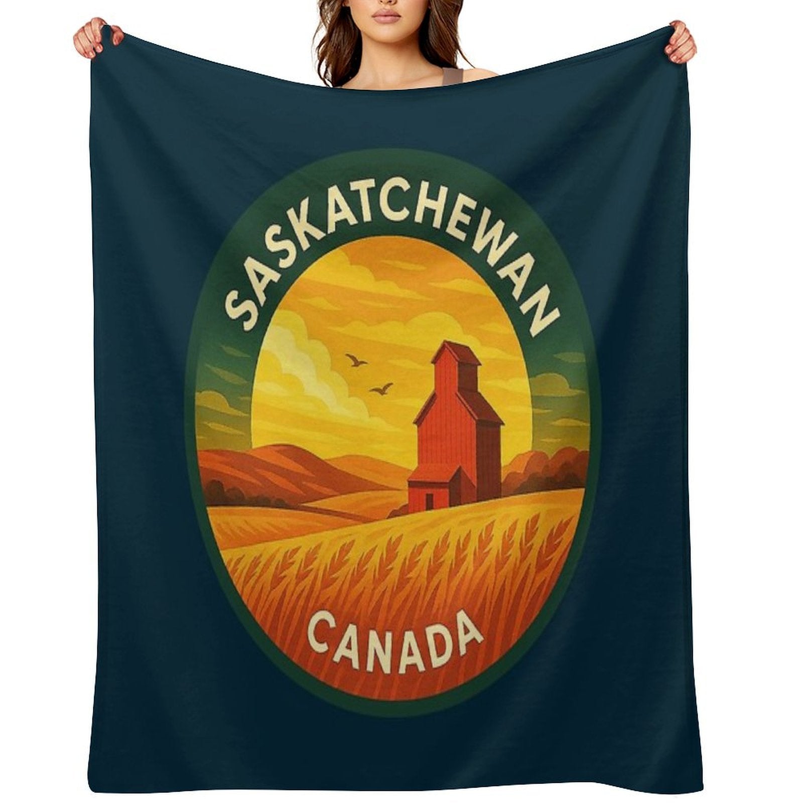 Saskatchewan Canada Vintage Travel Multi-functional Throw Blanket