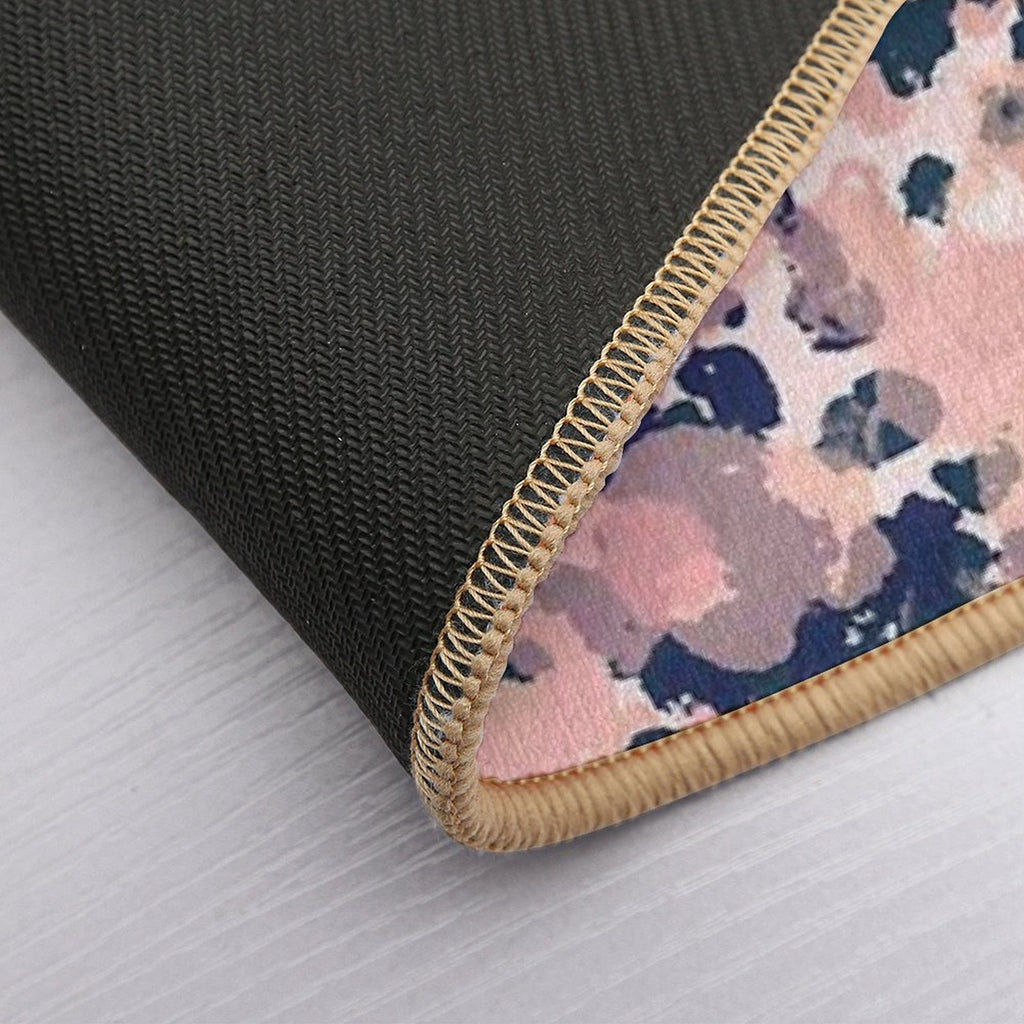 Smudgy Painted Abstract Pattern in Navy Blue, Pink, Taupe, And Blush  Eco-Friendly Bath Mat