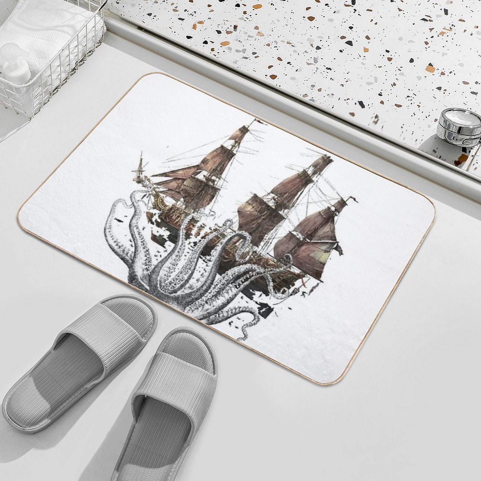Octopus 20,000 Tentacles Under The Sea B  Toxin-Free Bath Mat