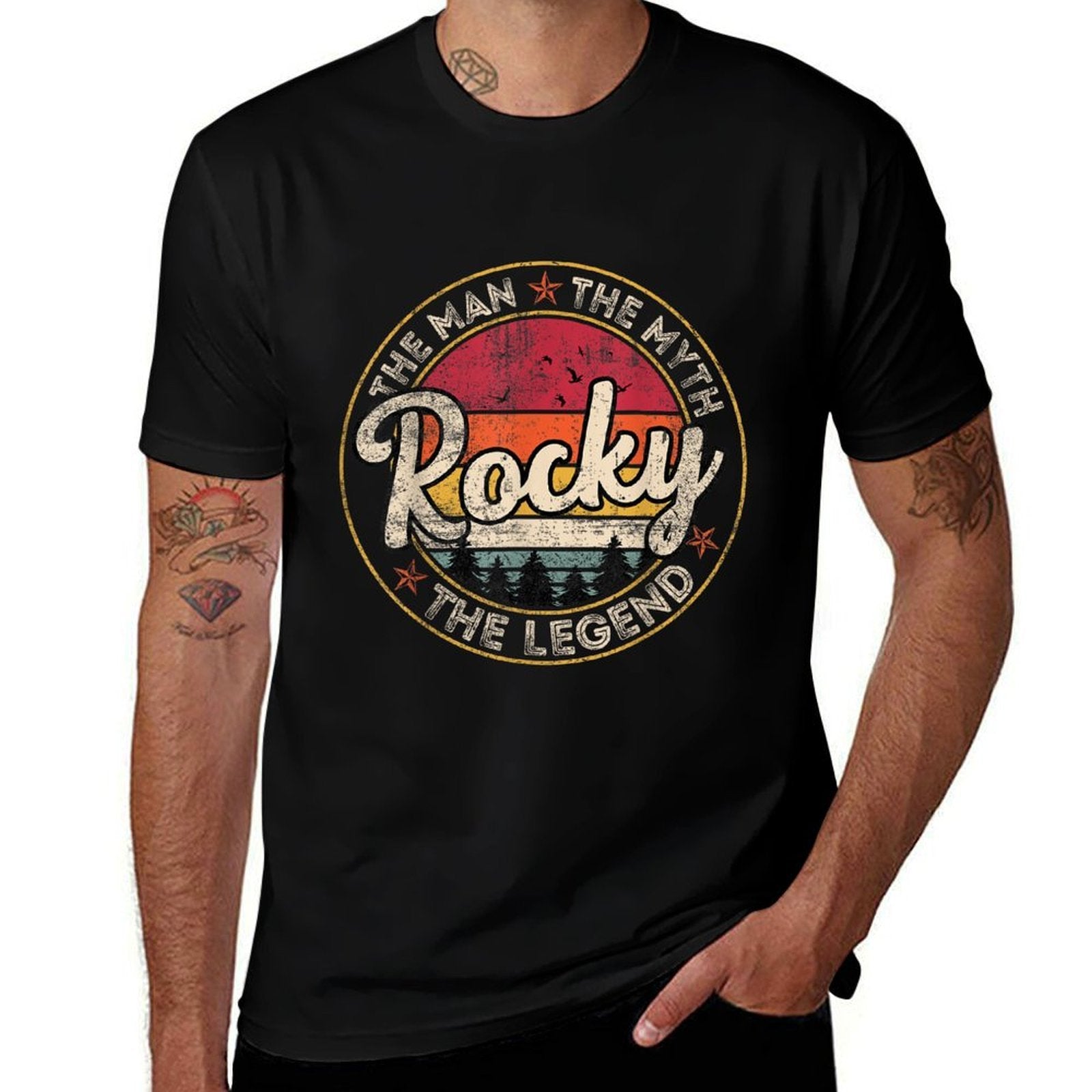 Rocky The Man The Myth The Legend Personalized Name  Oversized Silhouette T-Shirt