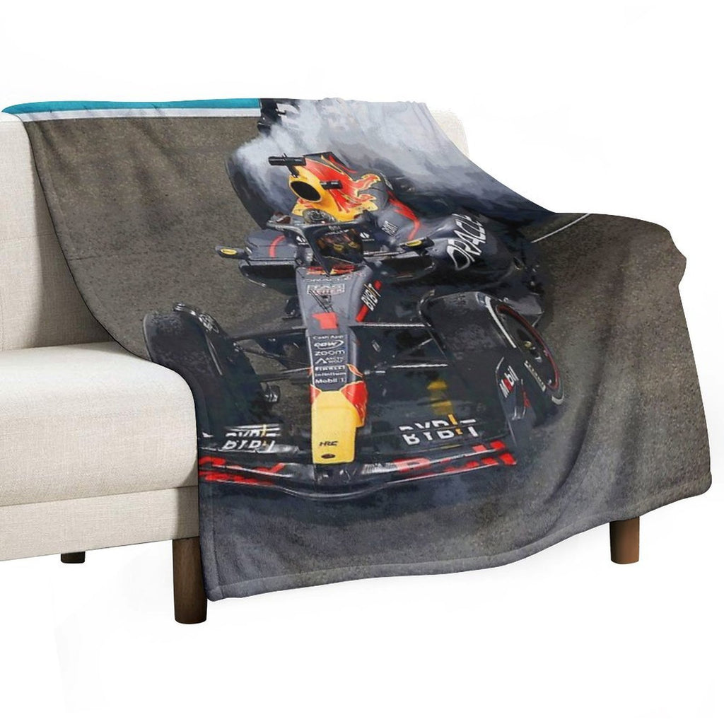 Max Verstappen Celebrating His 3rd World Championship by Doing Donuts after Winning The 2023 Abu Dhabi Grand Prix 2 Abstract Durable Throw Blanket