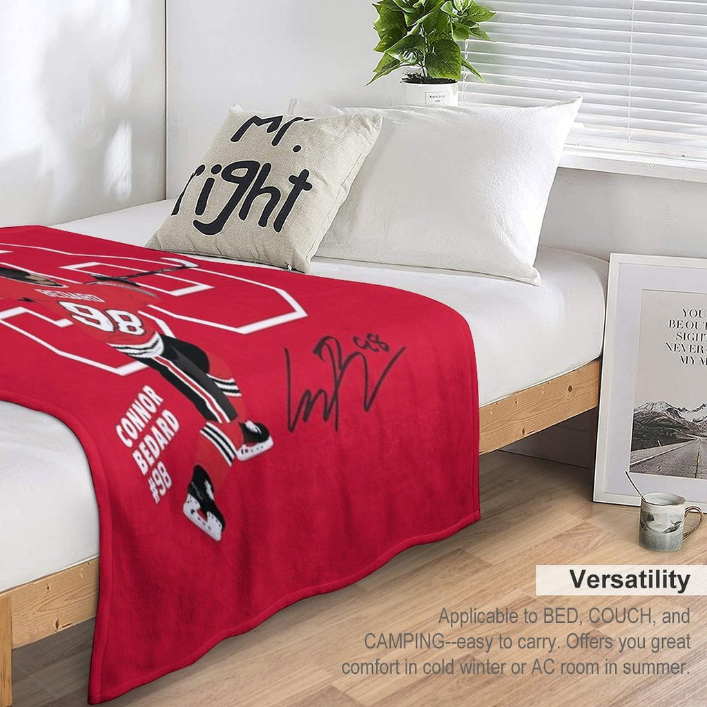 Connor Bedard Blackhawks #98 Signature Art Anti-pilling Throw Blanket