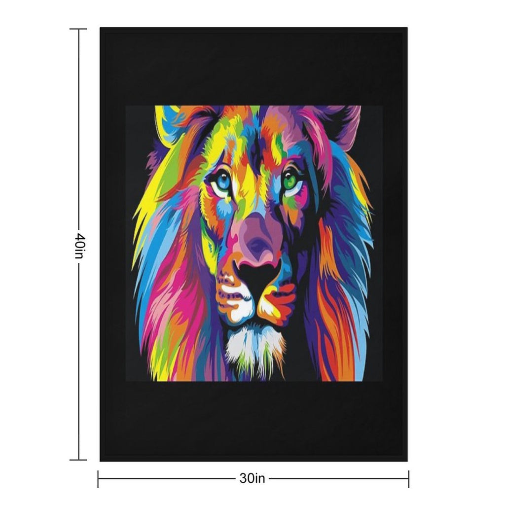 Banksy Rainbow Lion Graffiti Pop Art Painting Wrinkle-free Throw Blanket