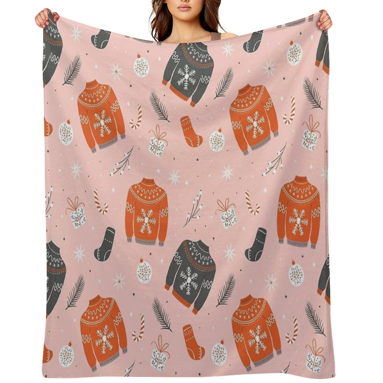 Christmas Sweater Pattern Pink Quick-dry Throw Blanket