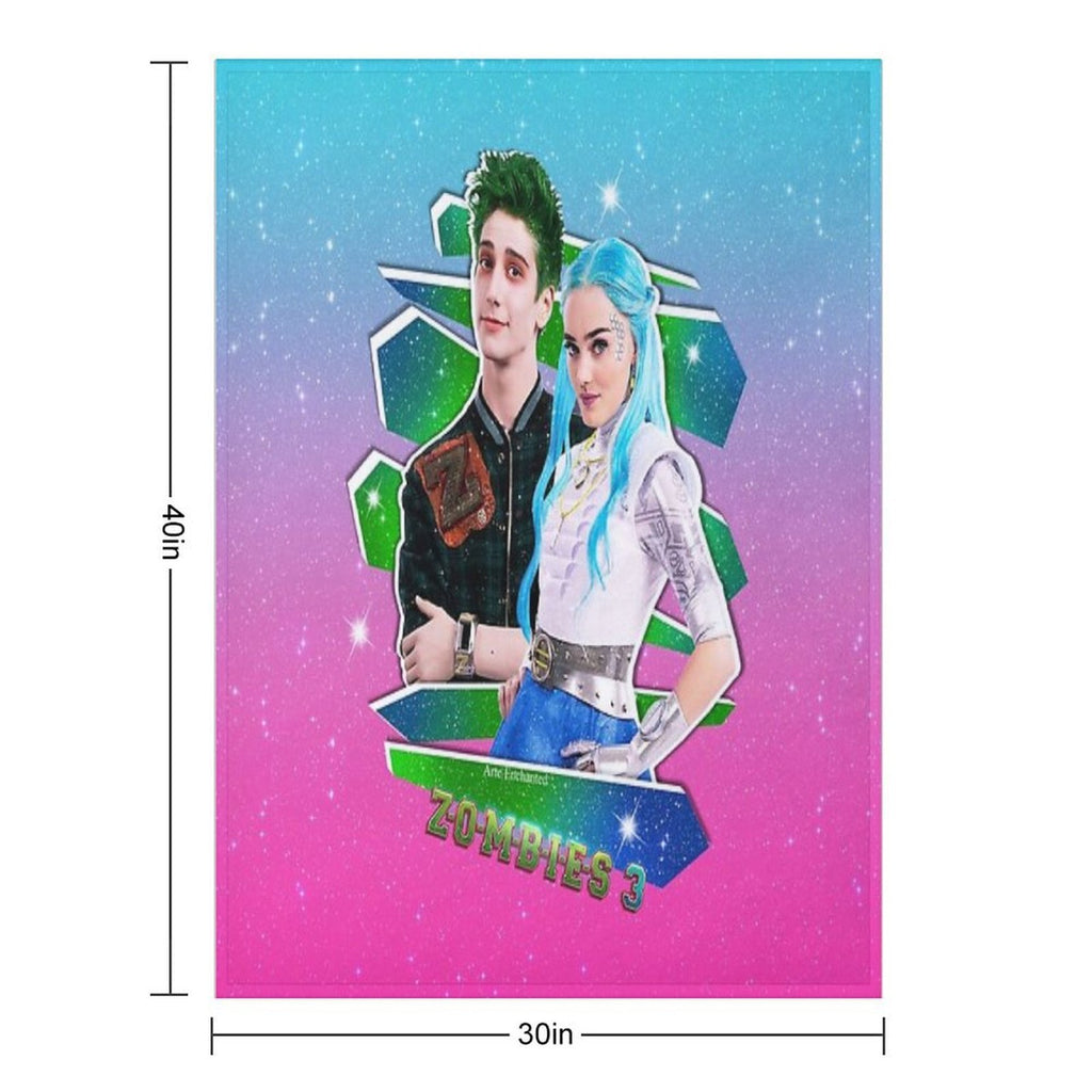 Zombies 3 - Milo And Meg - Zed And Addison - Galaxy Love Glitter Compact Throw Blanket
