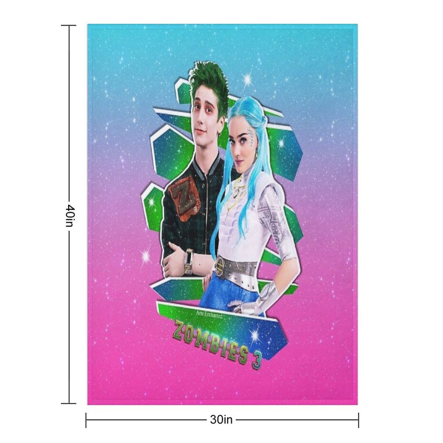 Zombies 3 - Milo And Meg - Zed And Addison - Galaxy Love Glitter Compact Throw Blanket