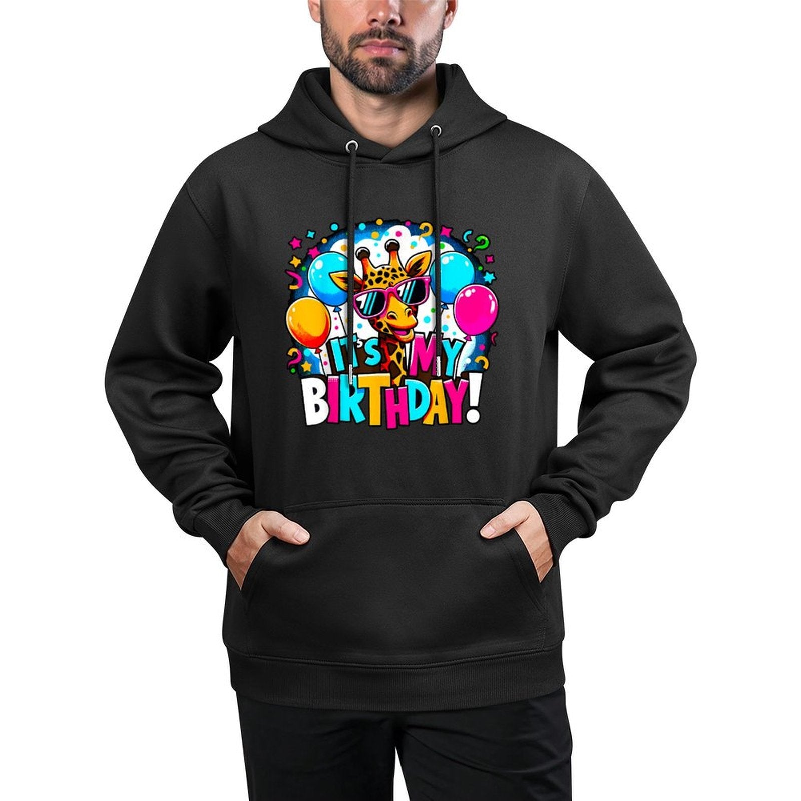 It's My Birthday Party Giraffe Birthday Girl Customizable Surface Hoodie