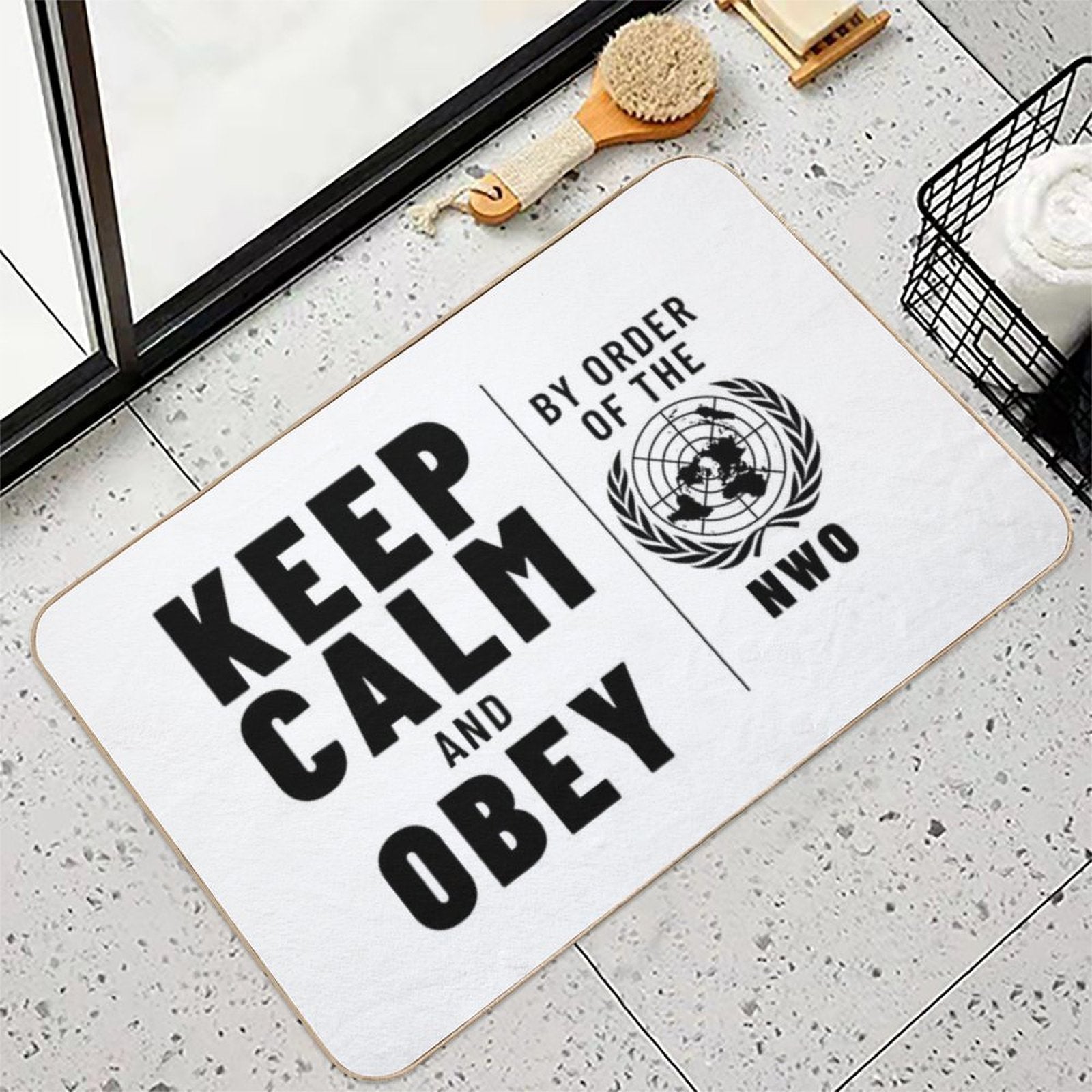 KEEP CALM AND OBEY NWO OBEY Inspired by The Movie THEY LIVE Starring Roddy Piper  Easy To Clean Bath Mat