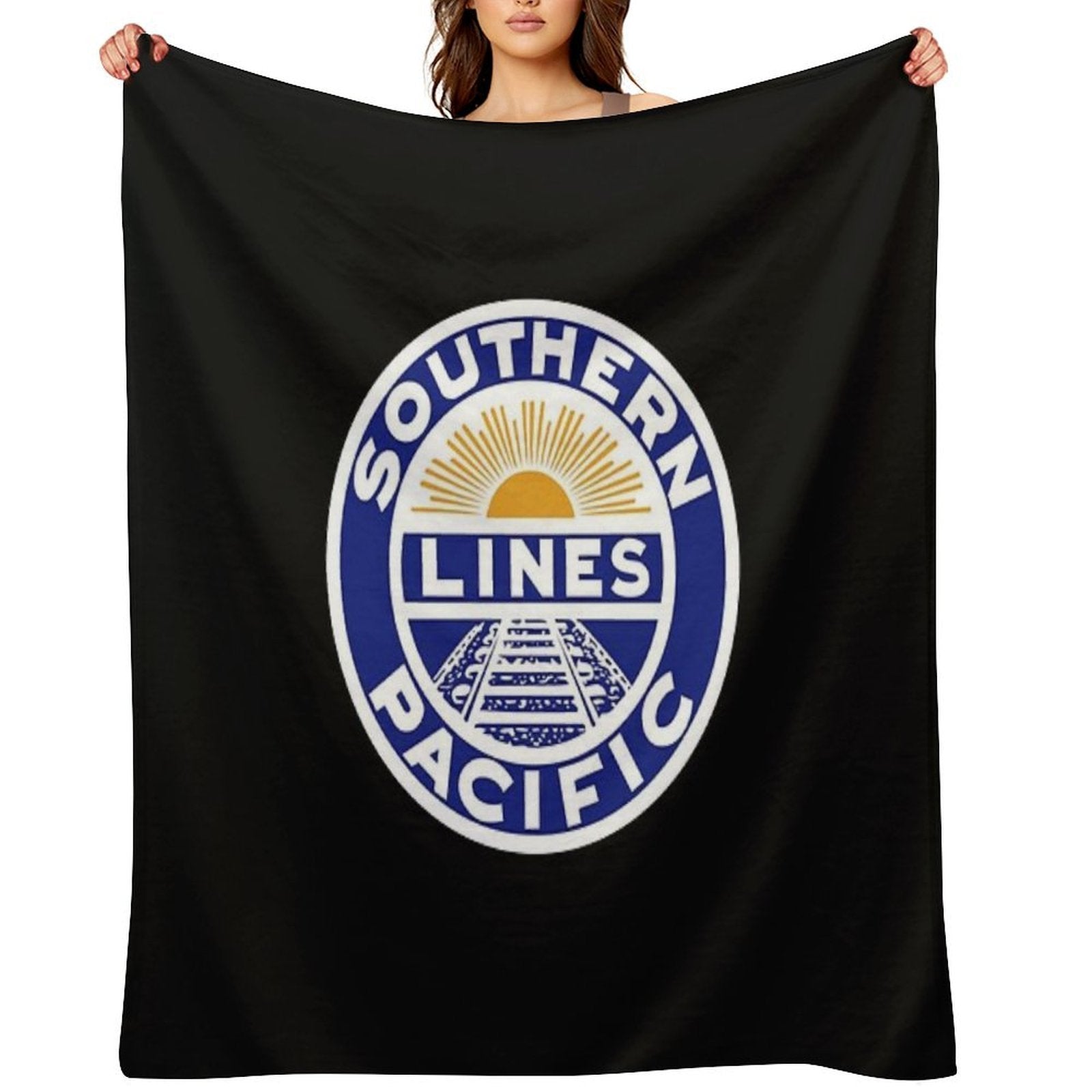 Vintage Southern Pacific Lines Railroad Quick-dry Throw Blanket
