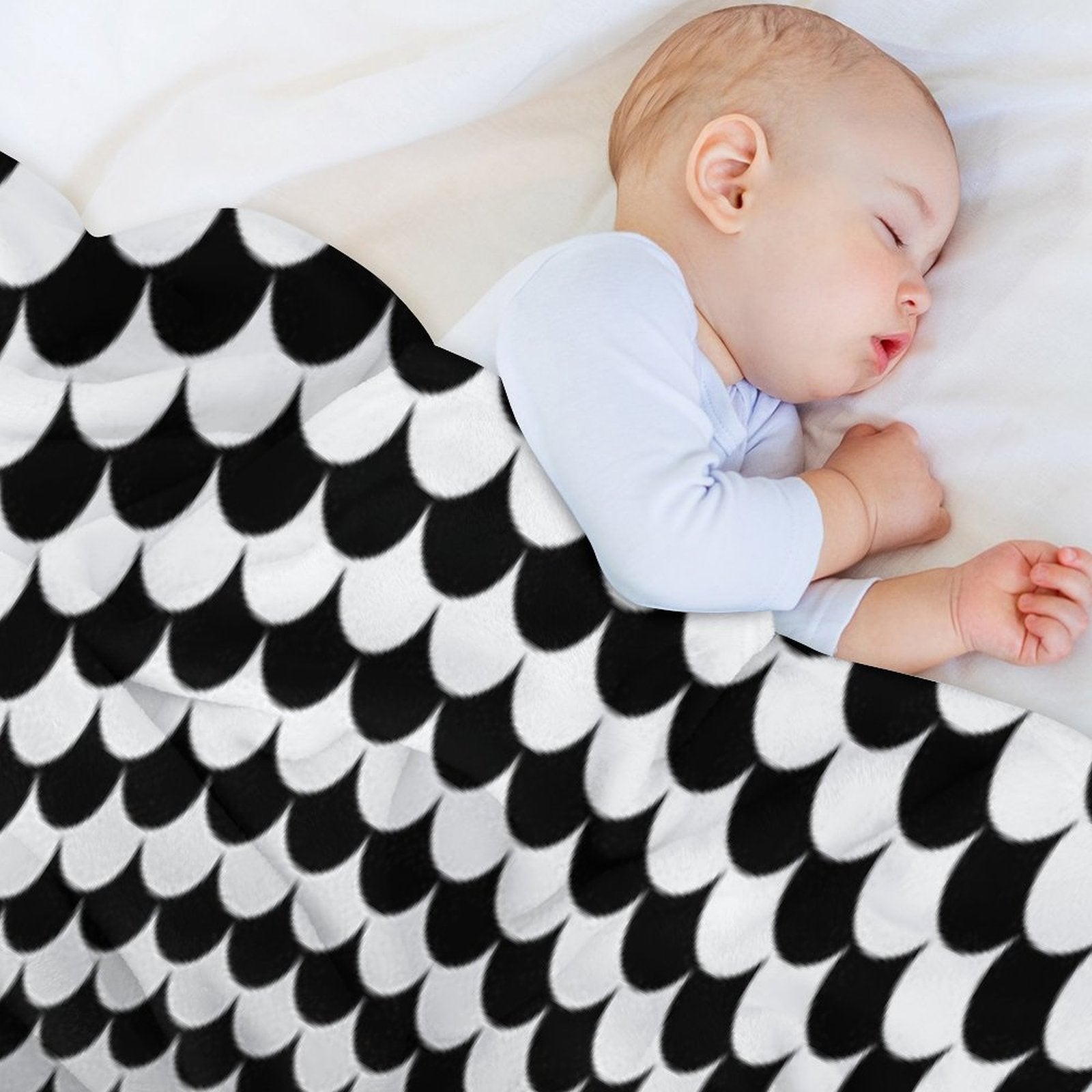 Optical Illusion Black And White Scales Houndstooth Black Hole Vortex Lightweight Throw Blanket