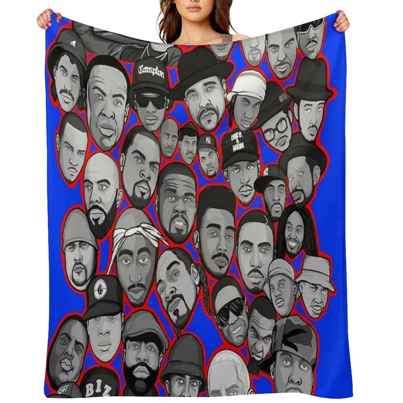 Old School Hip Hop Legends Collage Art Compact Throw Blanket