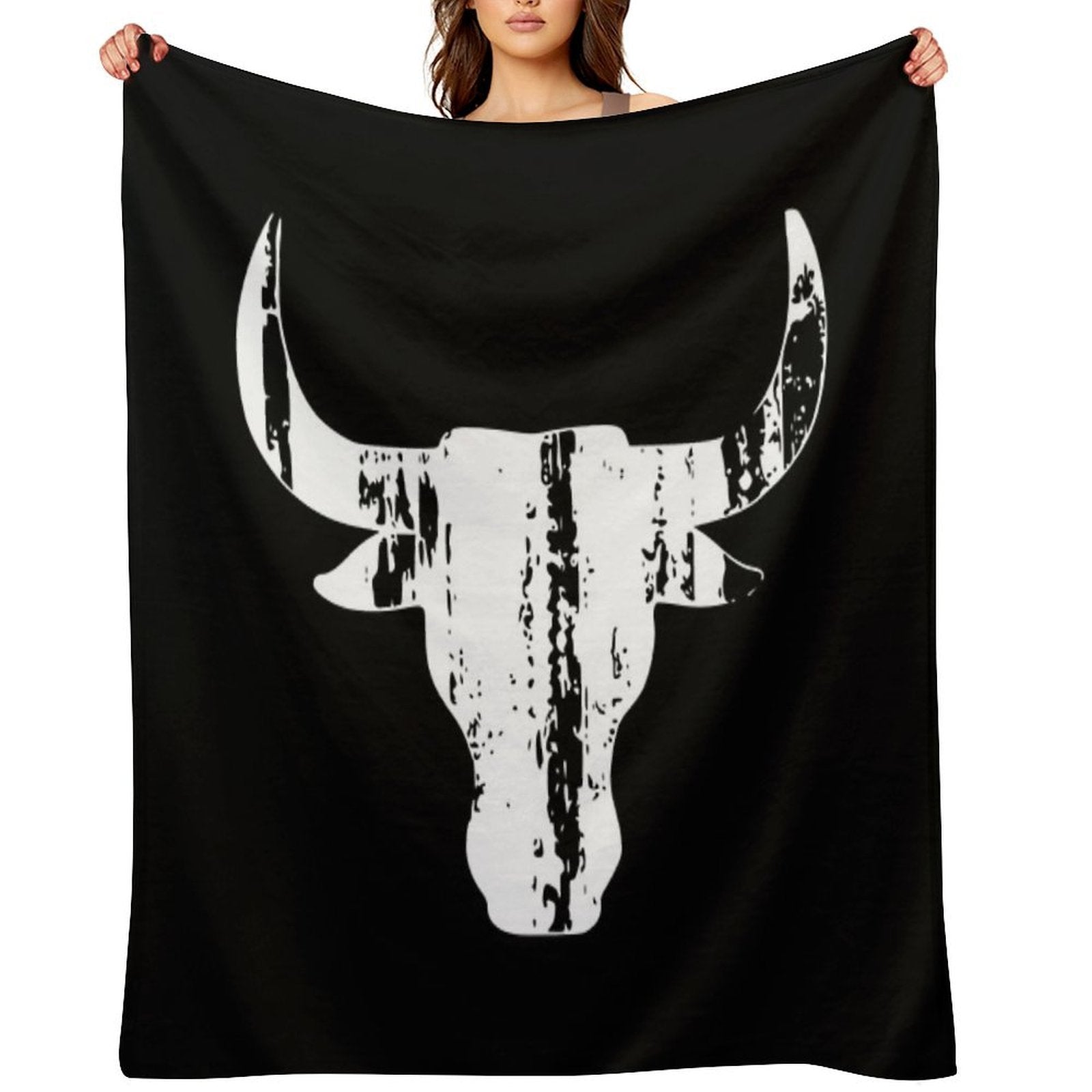 Bull Head Horns Vintage Gift-ready Throw Blanket