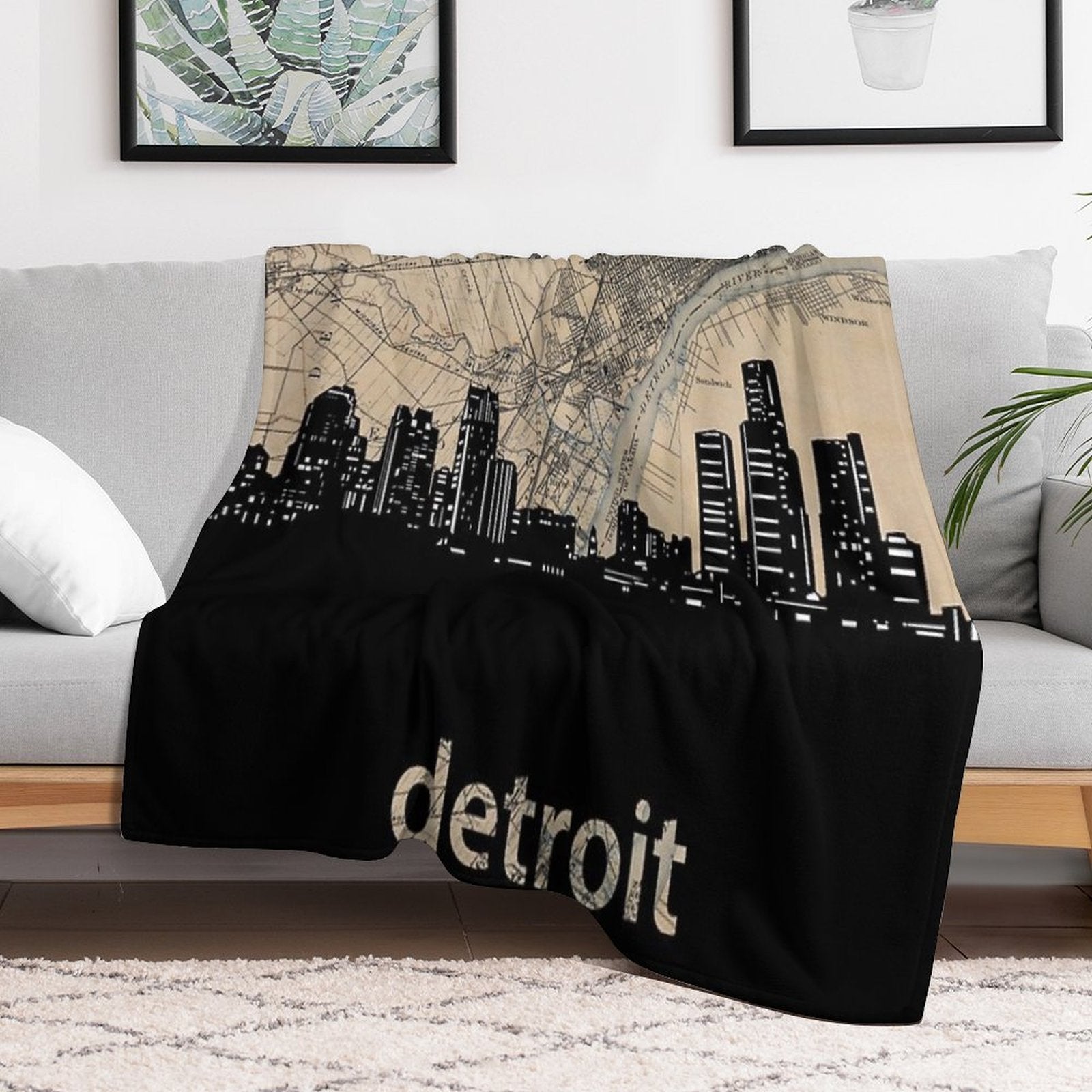 Detroit Skyline Comfort Throw Blanket