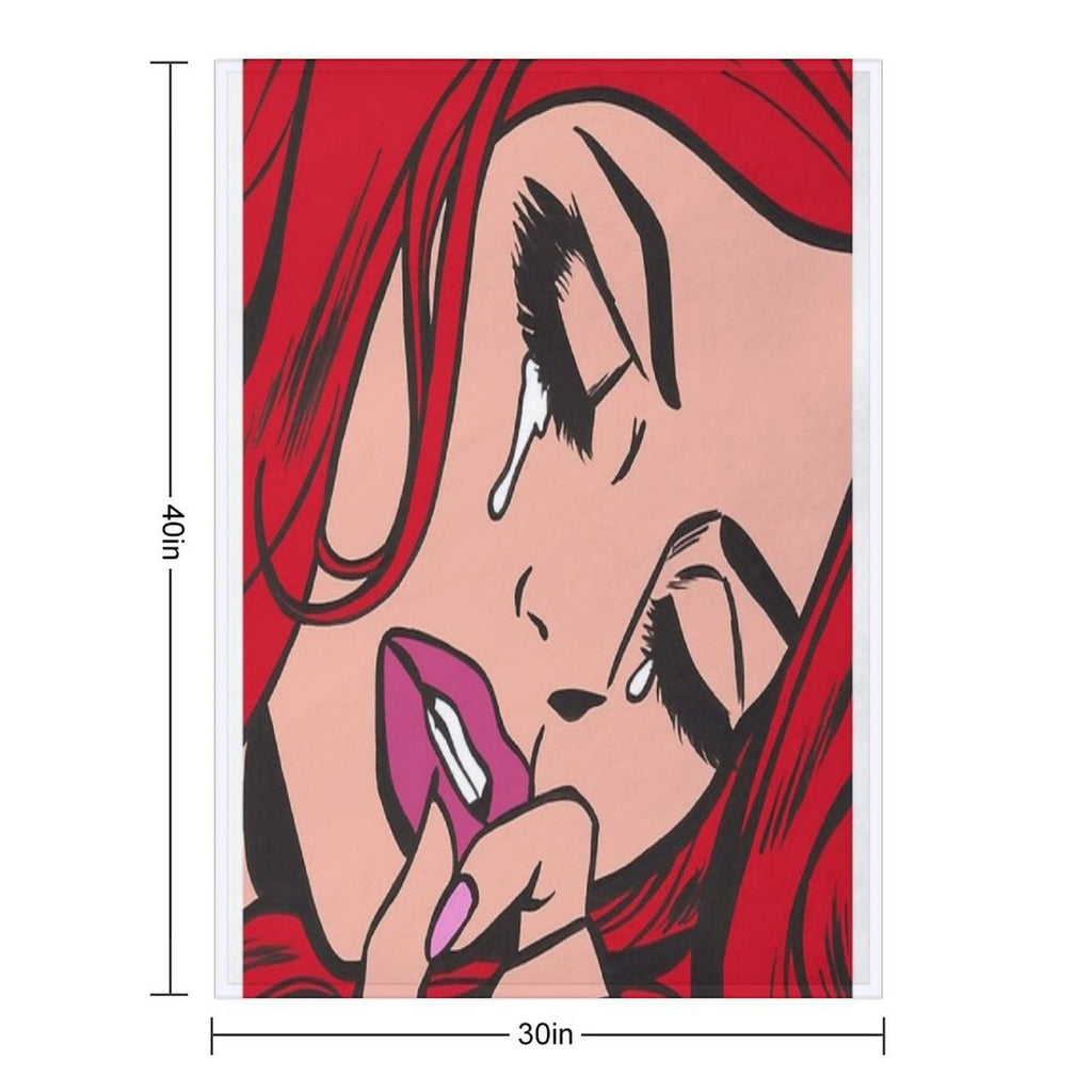 Red Crying Comic Girl Eco-conscious Throw Blanket