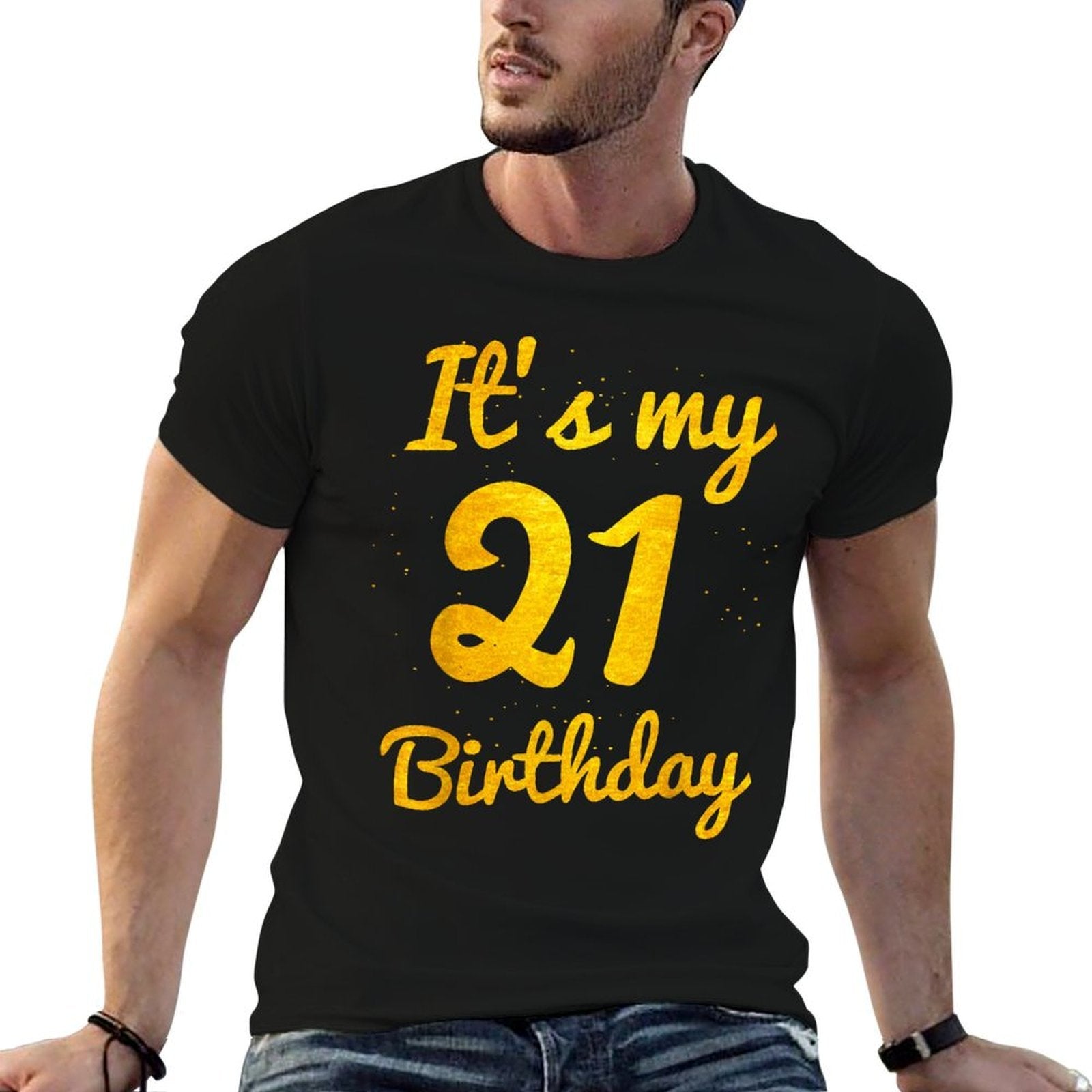 Happy 21 Years Old Birthday It's My 21st Birthday 21st Bday  Rolled Sleeves T-Shirt