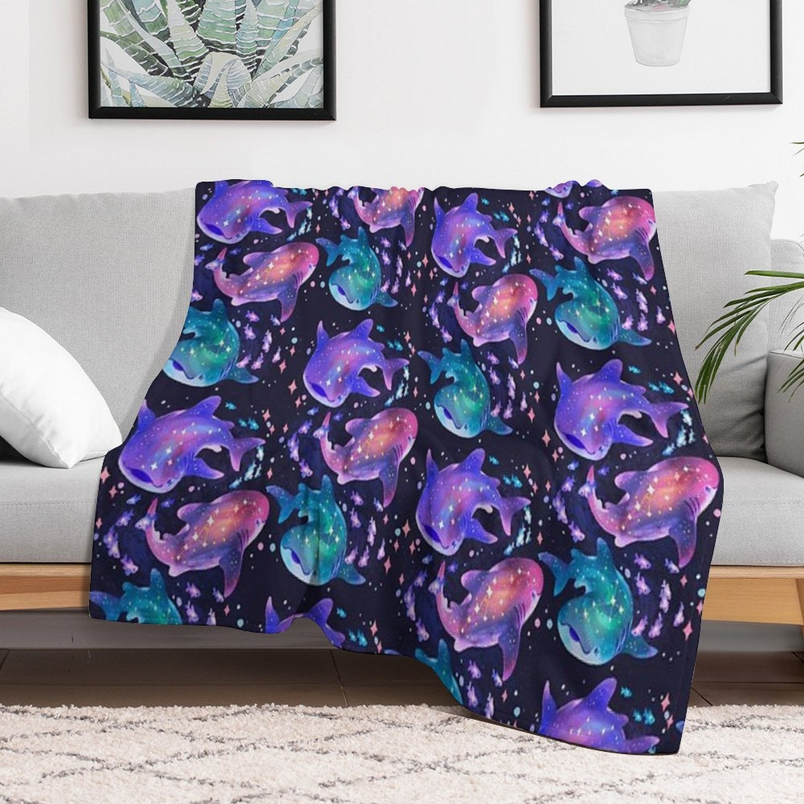 Cosmic Whale Shark Lightweight Throw Blanket