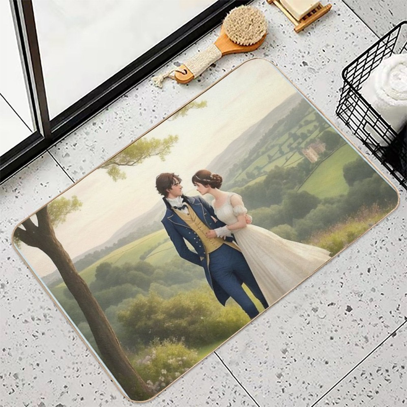 Mr Darcy And Elizabeth Bennett Pride And Prejudice Inspired Art  Dirt-Trapping Bath Mat