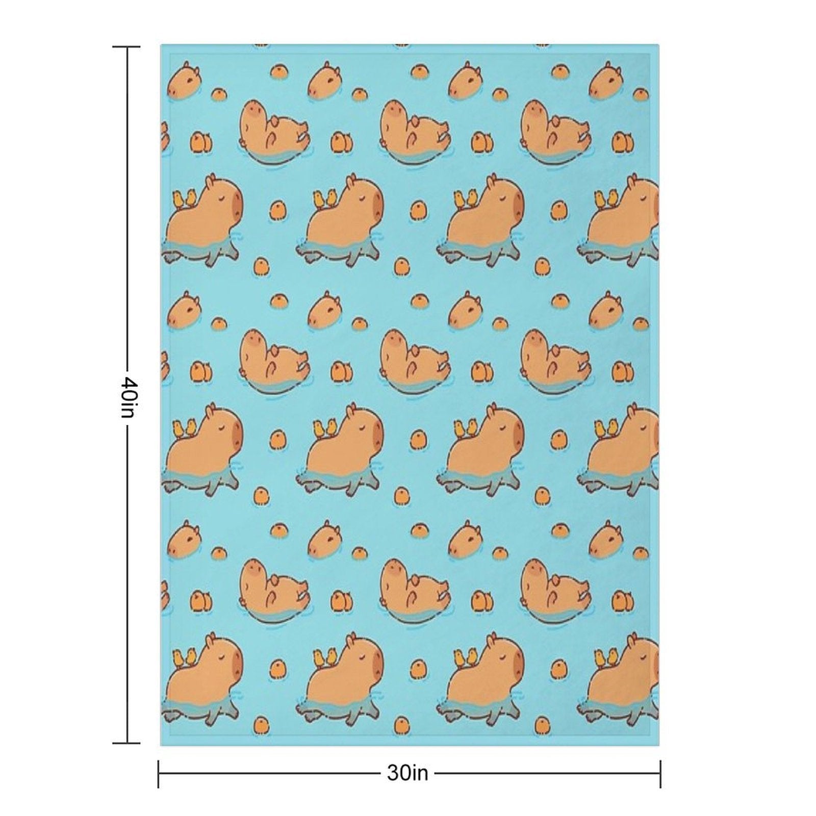 Capybara Pattern Swimming with Oranges Versatility Throw Blanket
