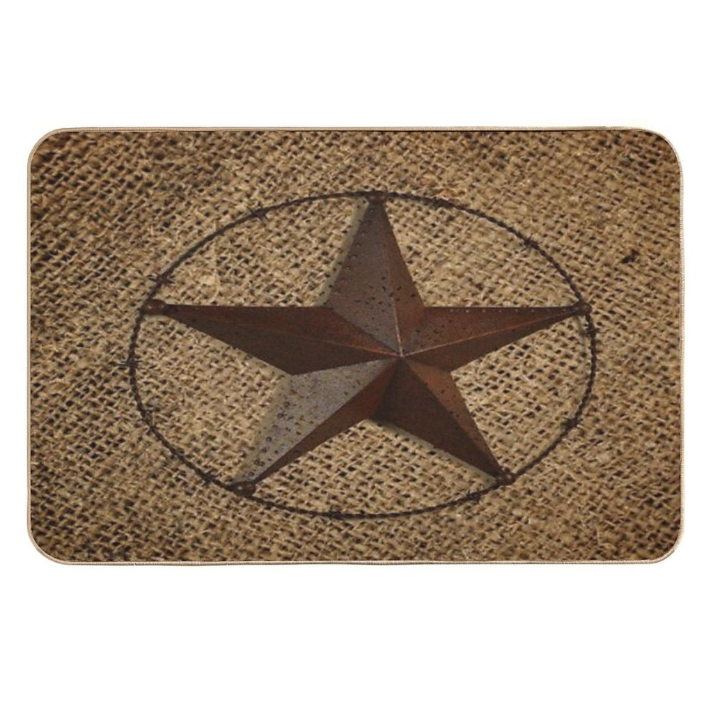 Rustic Western Country Burlap Star  Versatile Bath Mat