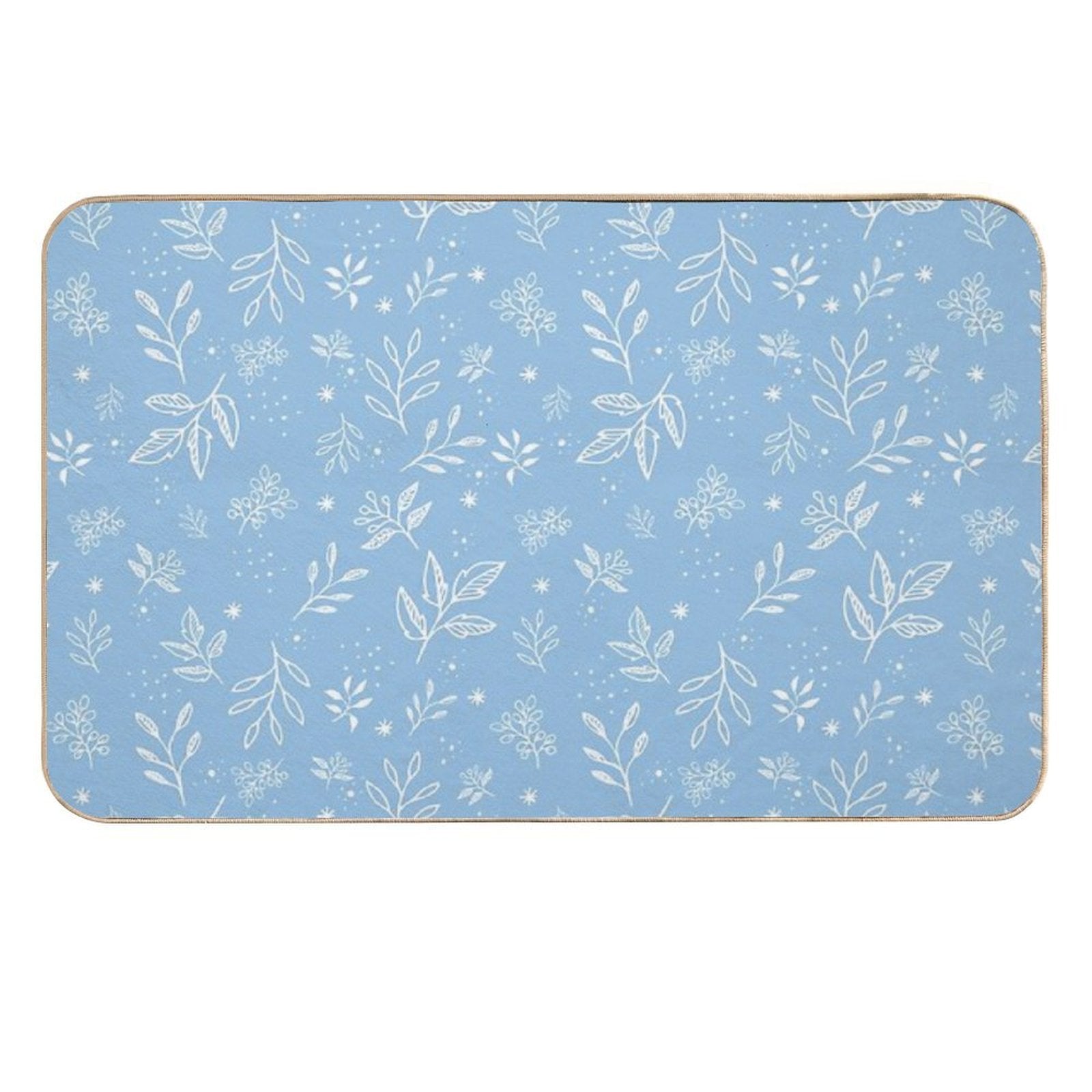 Pastel Blue Florals Hand Drawn Pattern  Long-Lasting Bath Mat