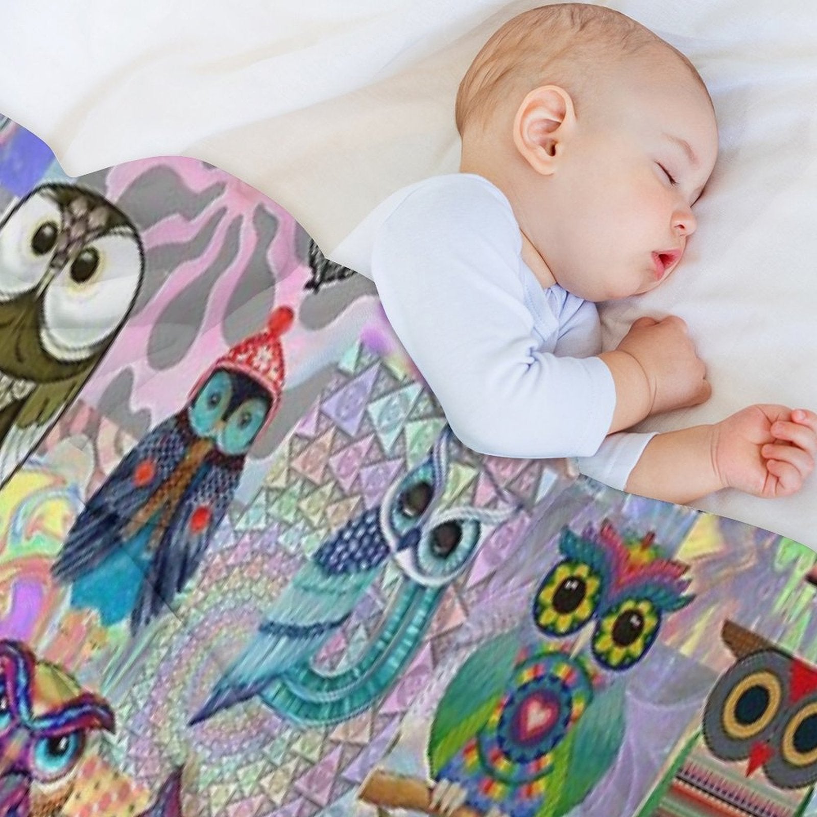 Psychedelic Owls Shrink-resistant Throw Blanket