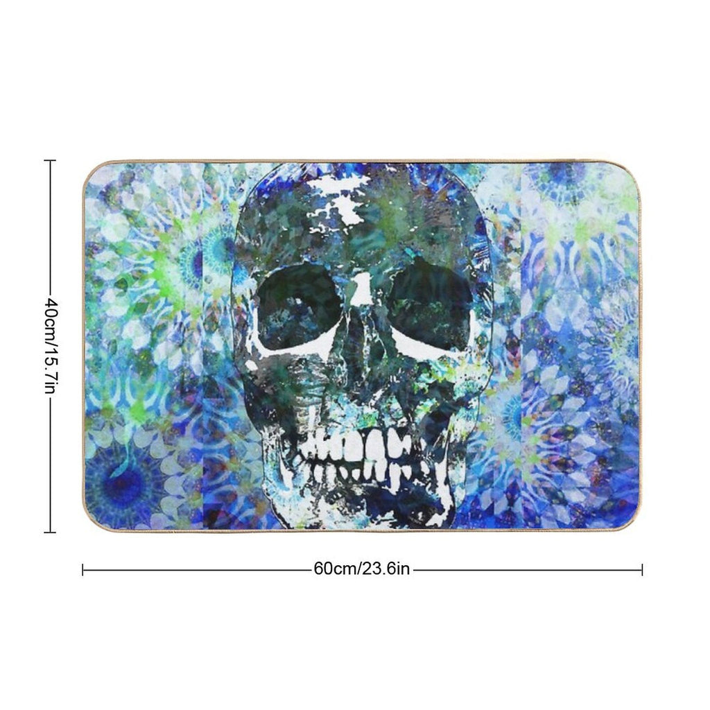Blue Mandala Candy Skull Art  High-Traffic Bath Mat