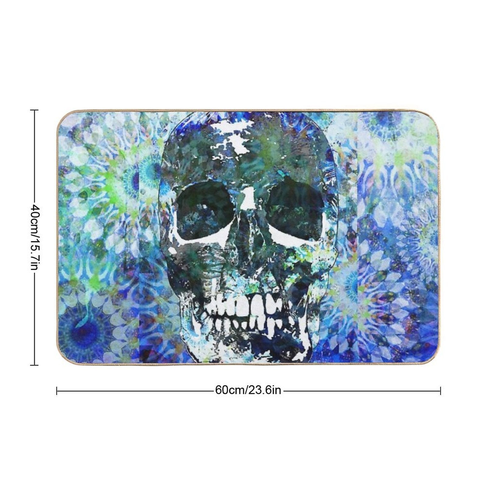 Blue Mandala Candy Skull Art  High-Traffic Bath Mat