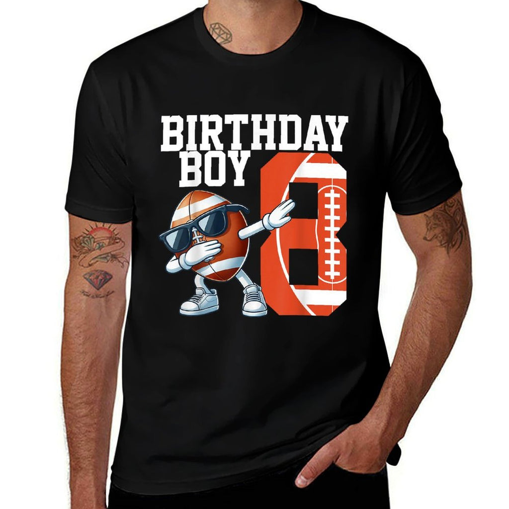 8 Years Old Boy Football Player 8th Football Birthday Boys  Breathable T-Shirt