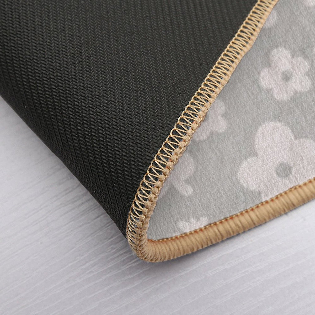 Mid Century Modern Flowers & Leaves, Cute Retro Pattern, Taupe  Slip-Resistant Bath Mat