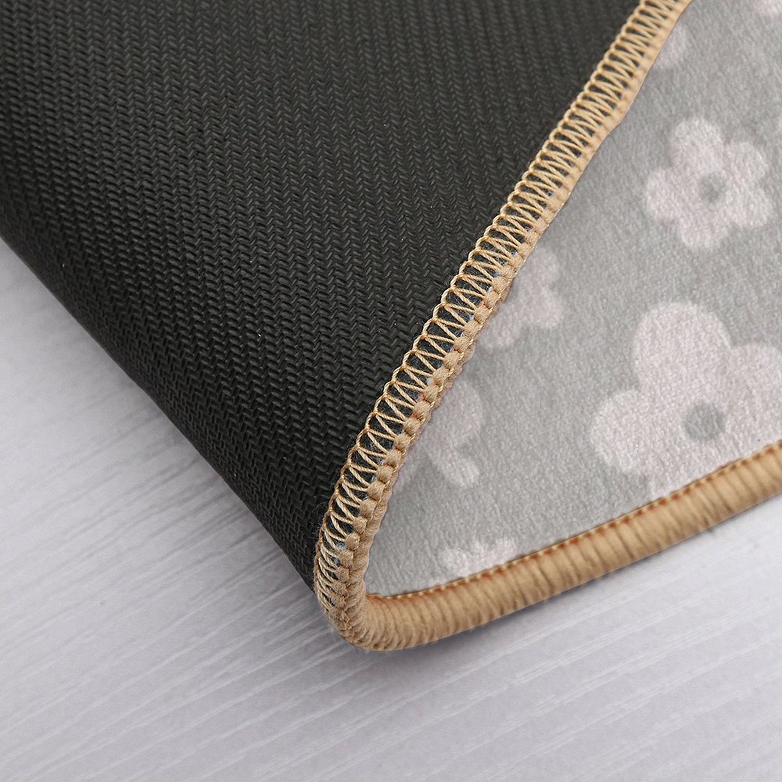 Mid Century Modern Flowers & Leaves, Cute Retro Pattern, Taupe  Slip-Resistant Bath Mat