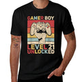 Mens Gamer Boy Level 21 Unlocked 21 Years Old Boy 21st Birthday  Eco-friendly Material T-Shirt