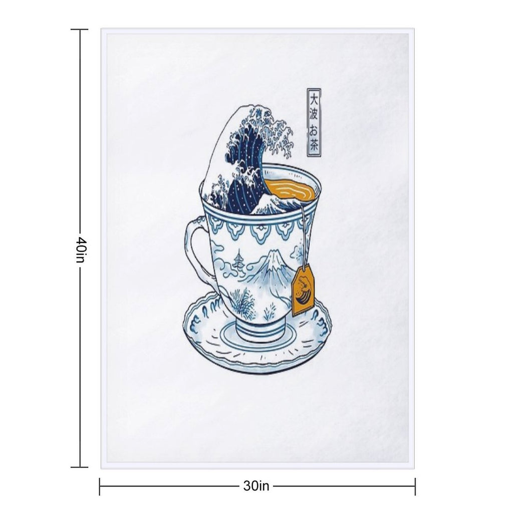 The Great Kanagawa Tea Sustainable Throw Blanket