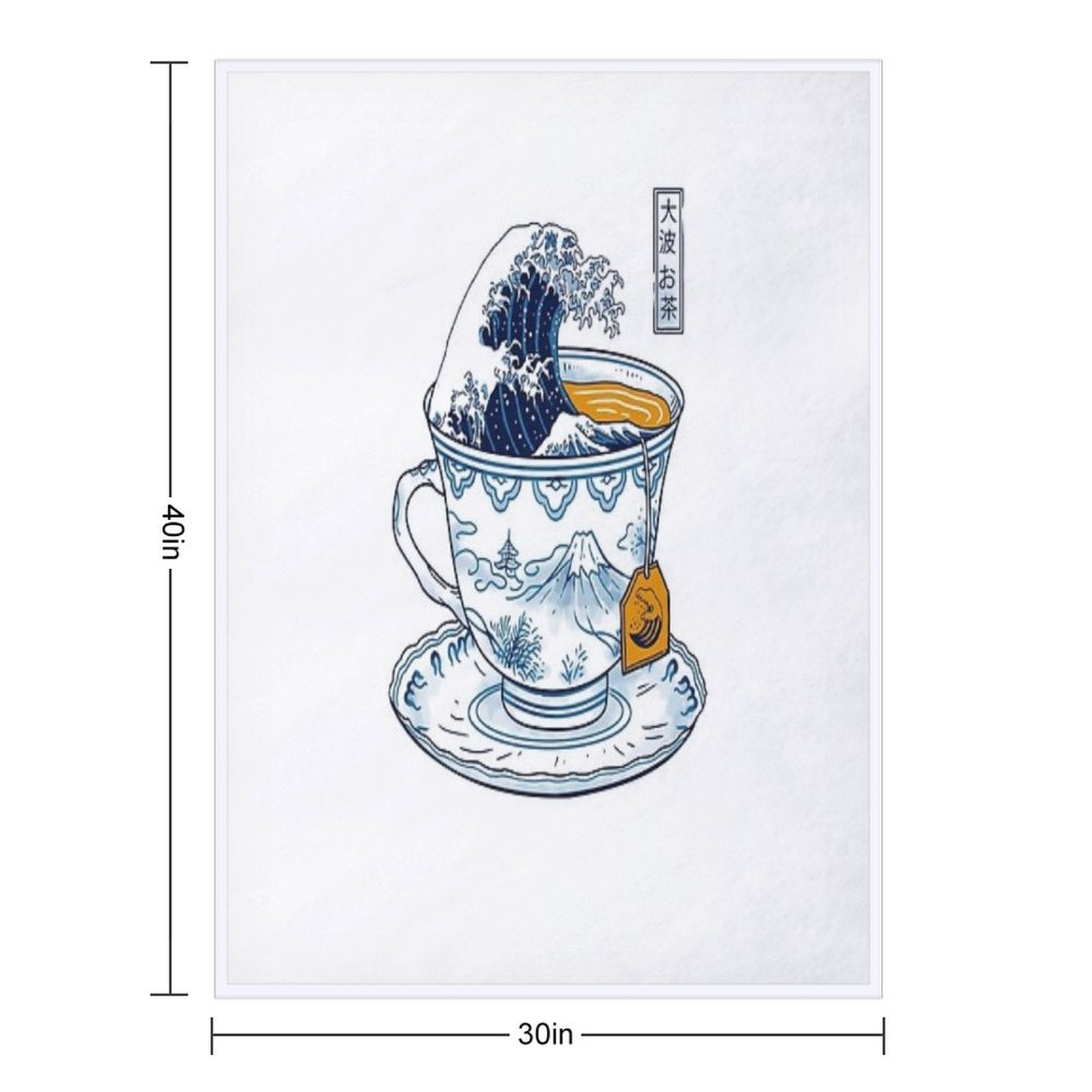 The Great Kanagawa Tea Sustainable Throw Blanket