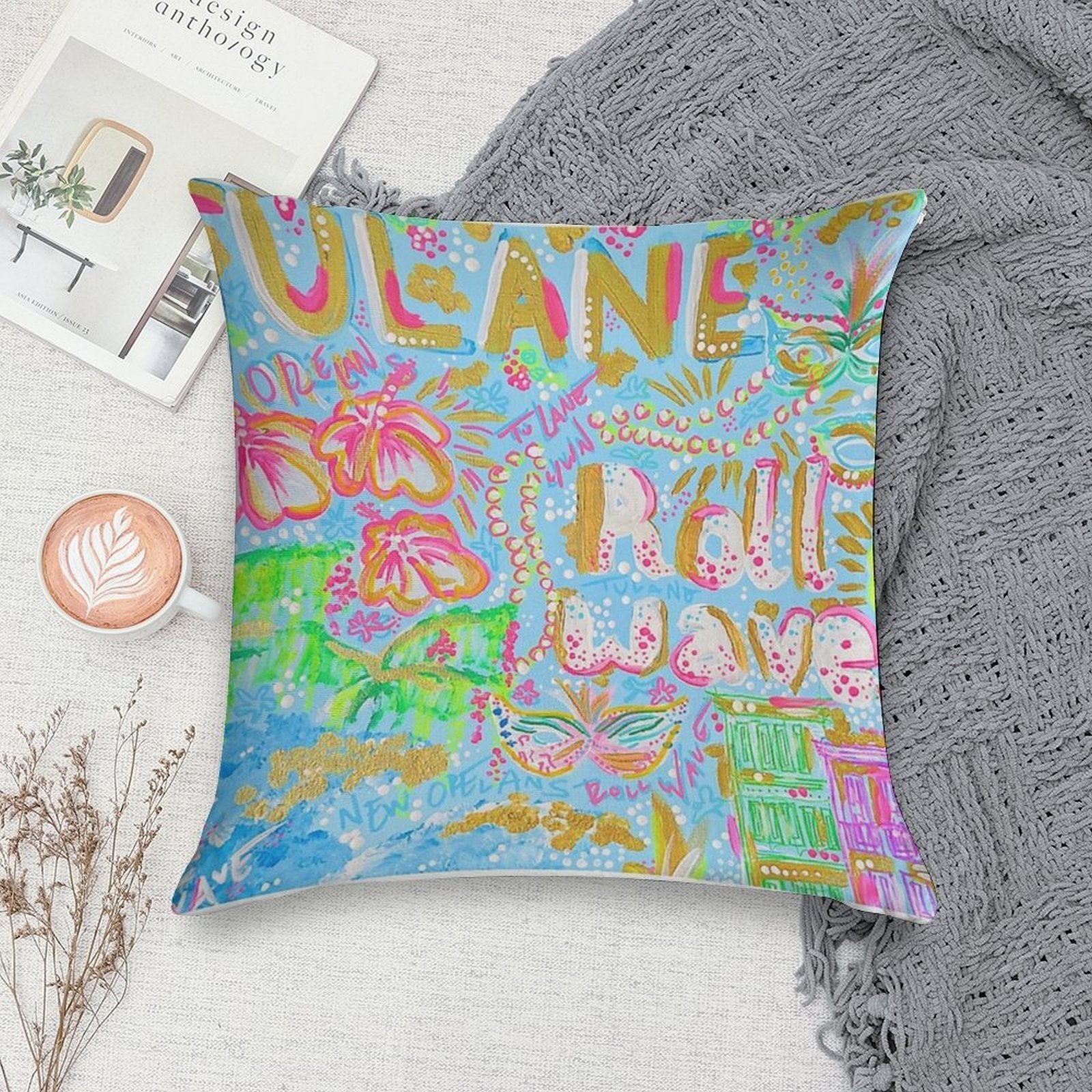 Tulane Collage Soft Fade-Resistant Throw Pillow