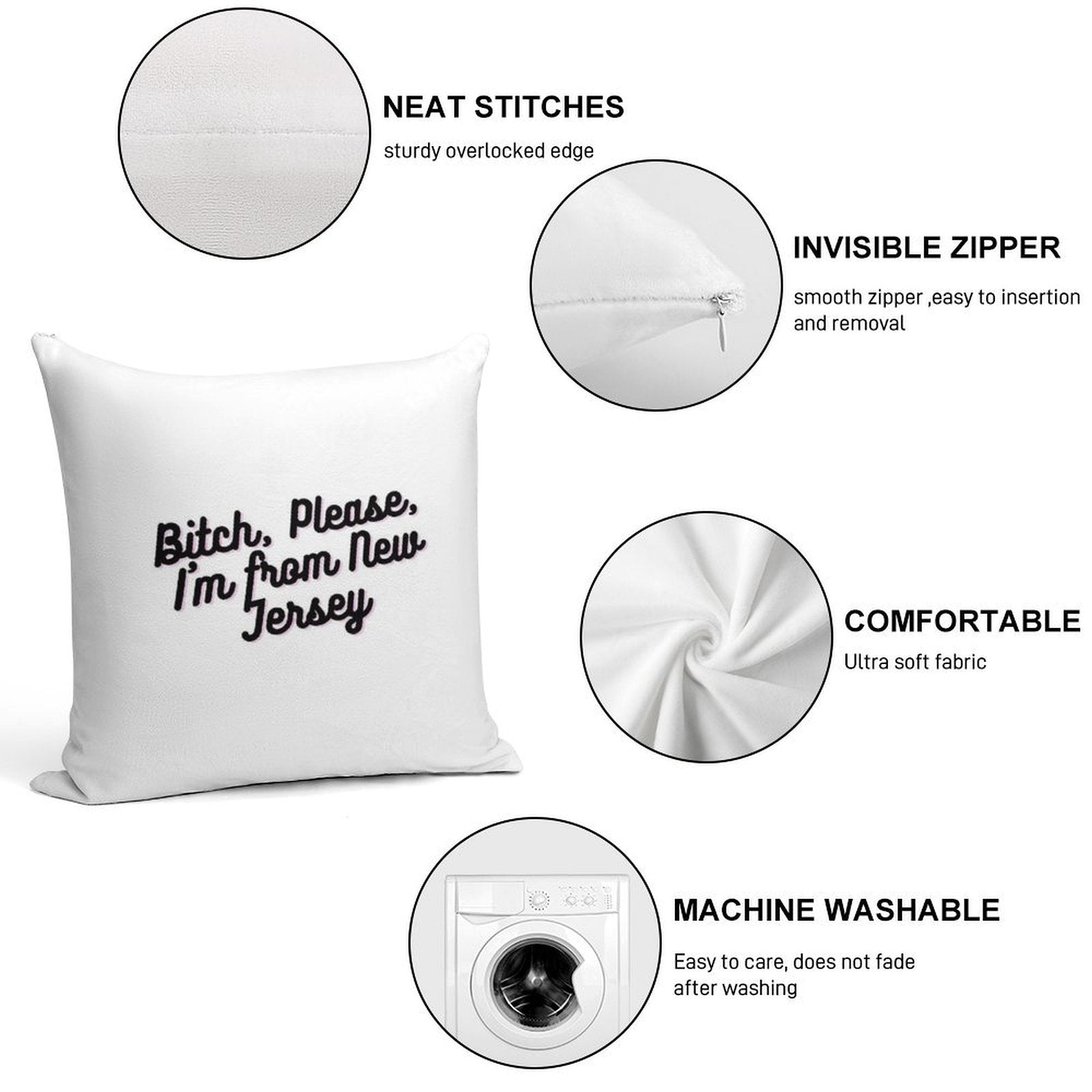 Bitch, Please, I'm from New Jersey Soft Luxury Feel Throw Pillow