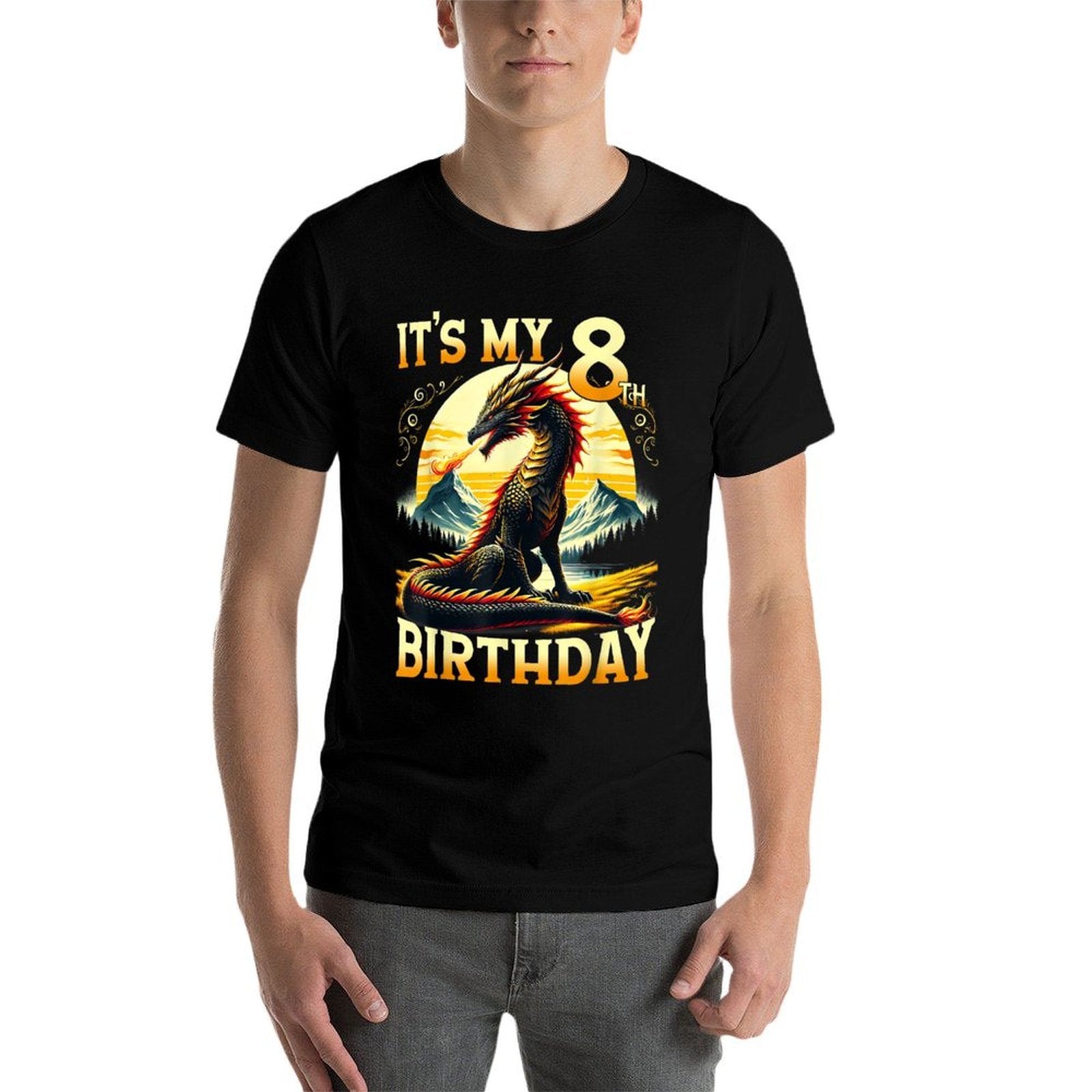 It's My 8th Birthday Dragon 8 Birthday 8 Year Old Boy  Cotton T-Shirt