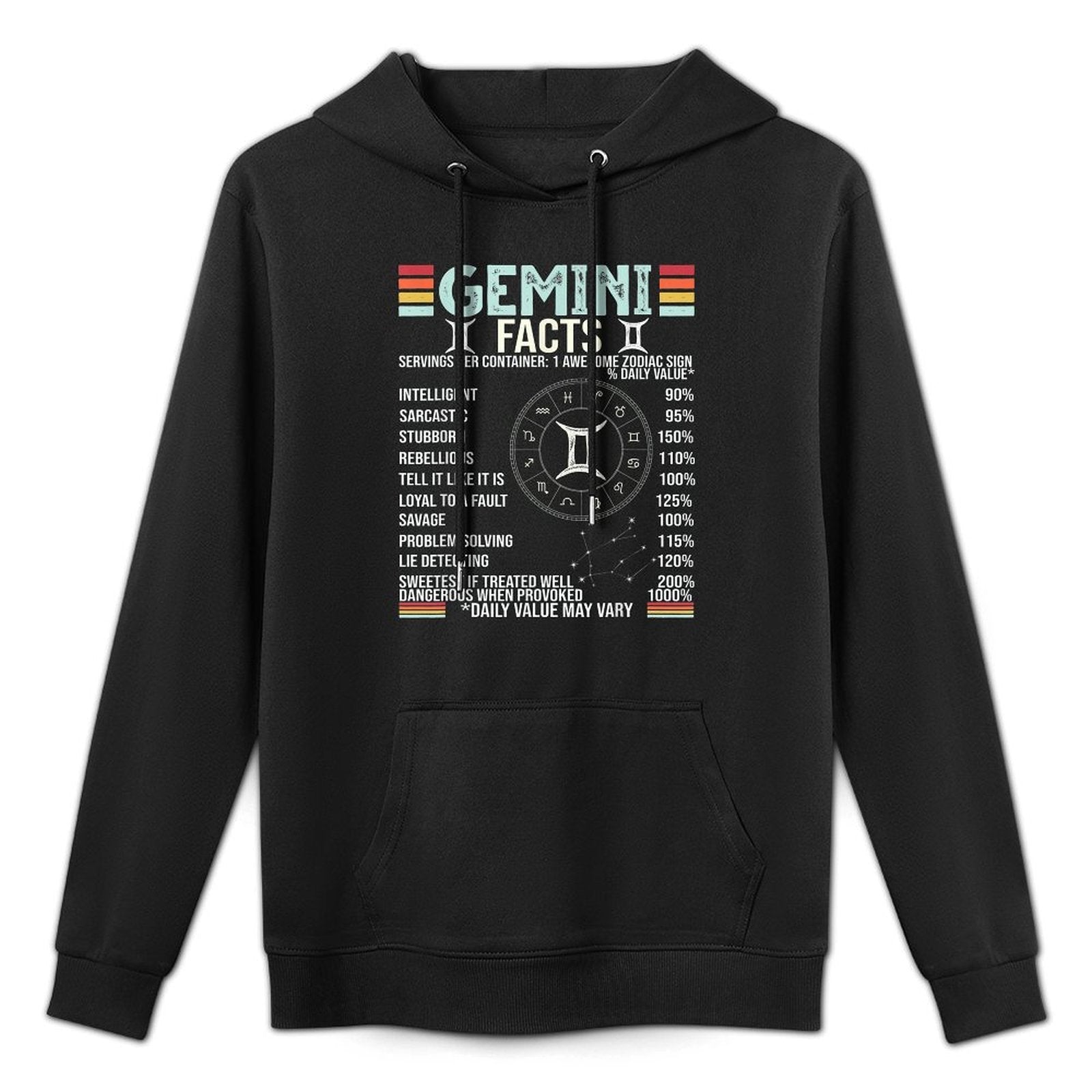 Vintage Astrology May June Birthday Zodiac Sign Retro Gemini Cotton-Polyester Blend Hoodie