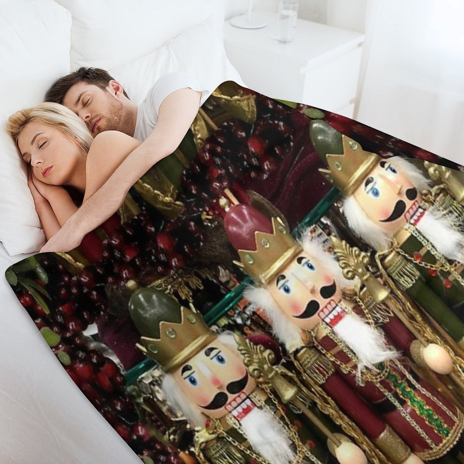 Christmas Nutcracker Trio Wrinkle-free Throw Blanket